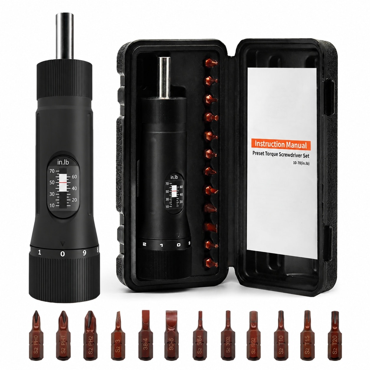 SenQWFa 13 Piece Preset Torque Screwdriver Set with S2 Alloy Steel Bits and 1/4 Drive Torque Wrench for Maintenance Bike Repair and Mounting #LDC0817C112