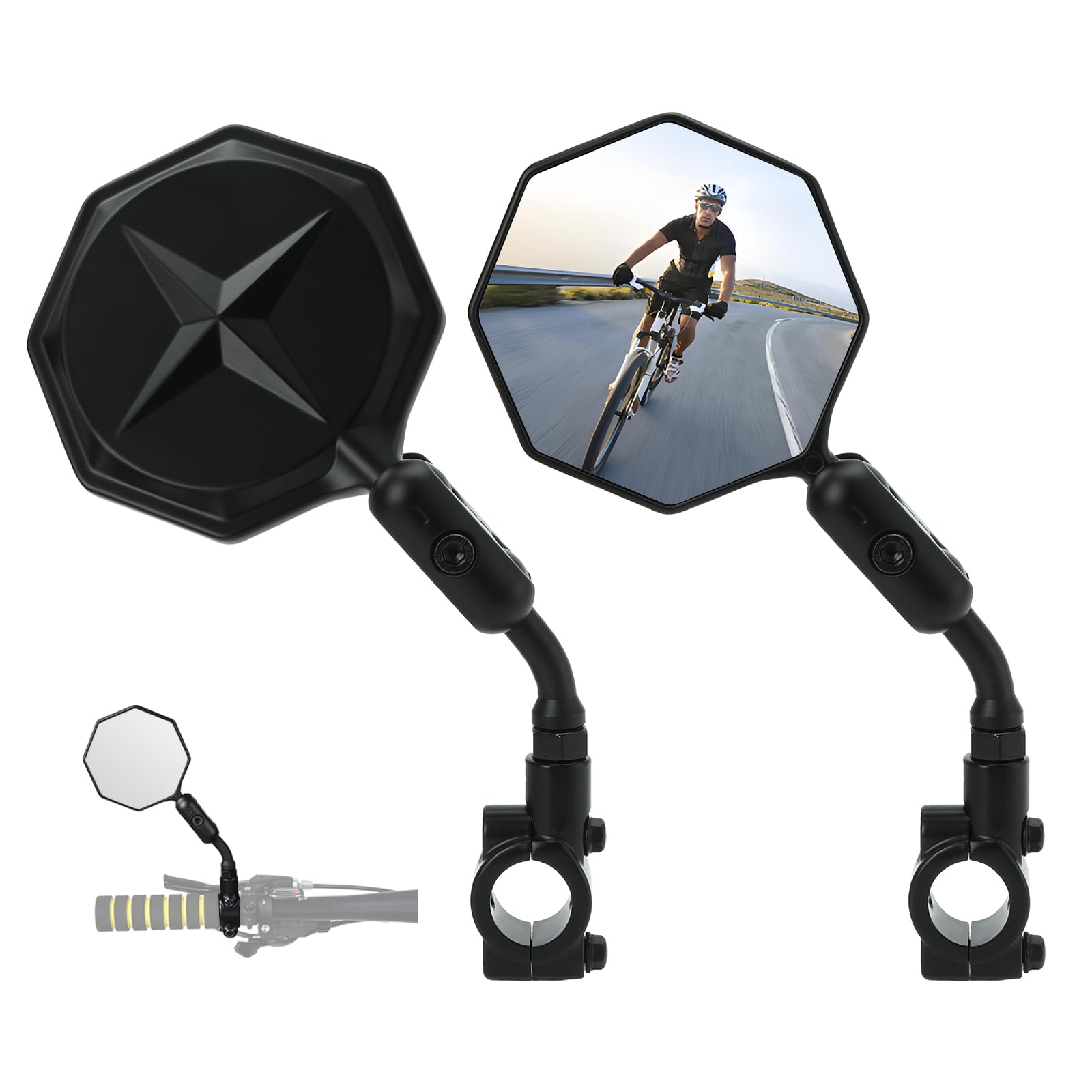 Anqtovp  2 pcs Aluminum Alloy Bike Mirror Handlebar Mount Adjustable 360 Degree Rear View for Mountain Bike Ebike Bicycle Scooter Motorcycle 082 to 087 in O D