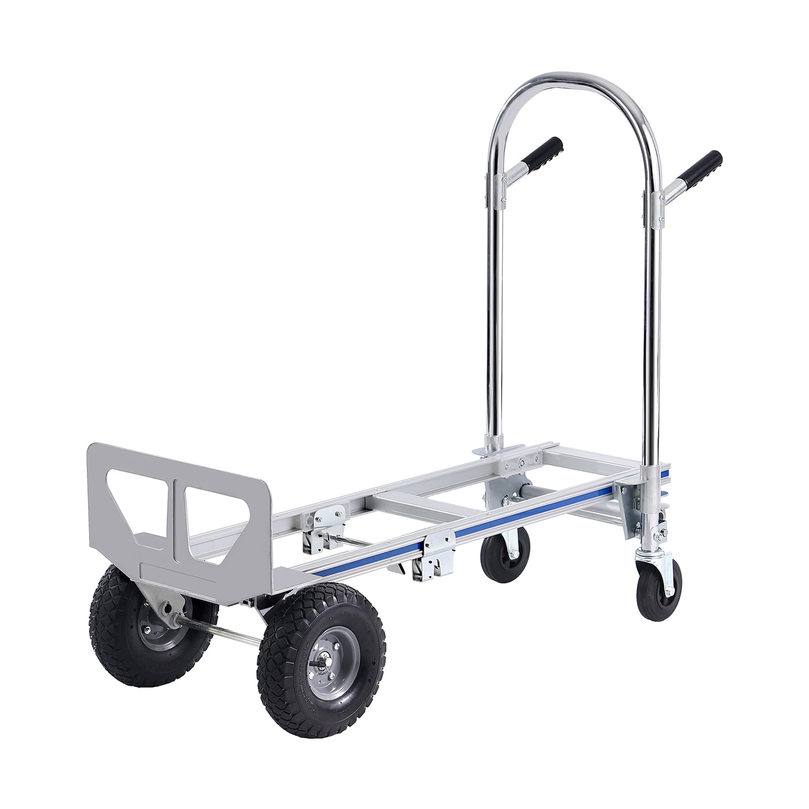 Mecale 2-in-1 Aluminum Hand Truck 800-lb Convertible Folding Dolly Platform Cart - Silver