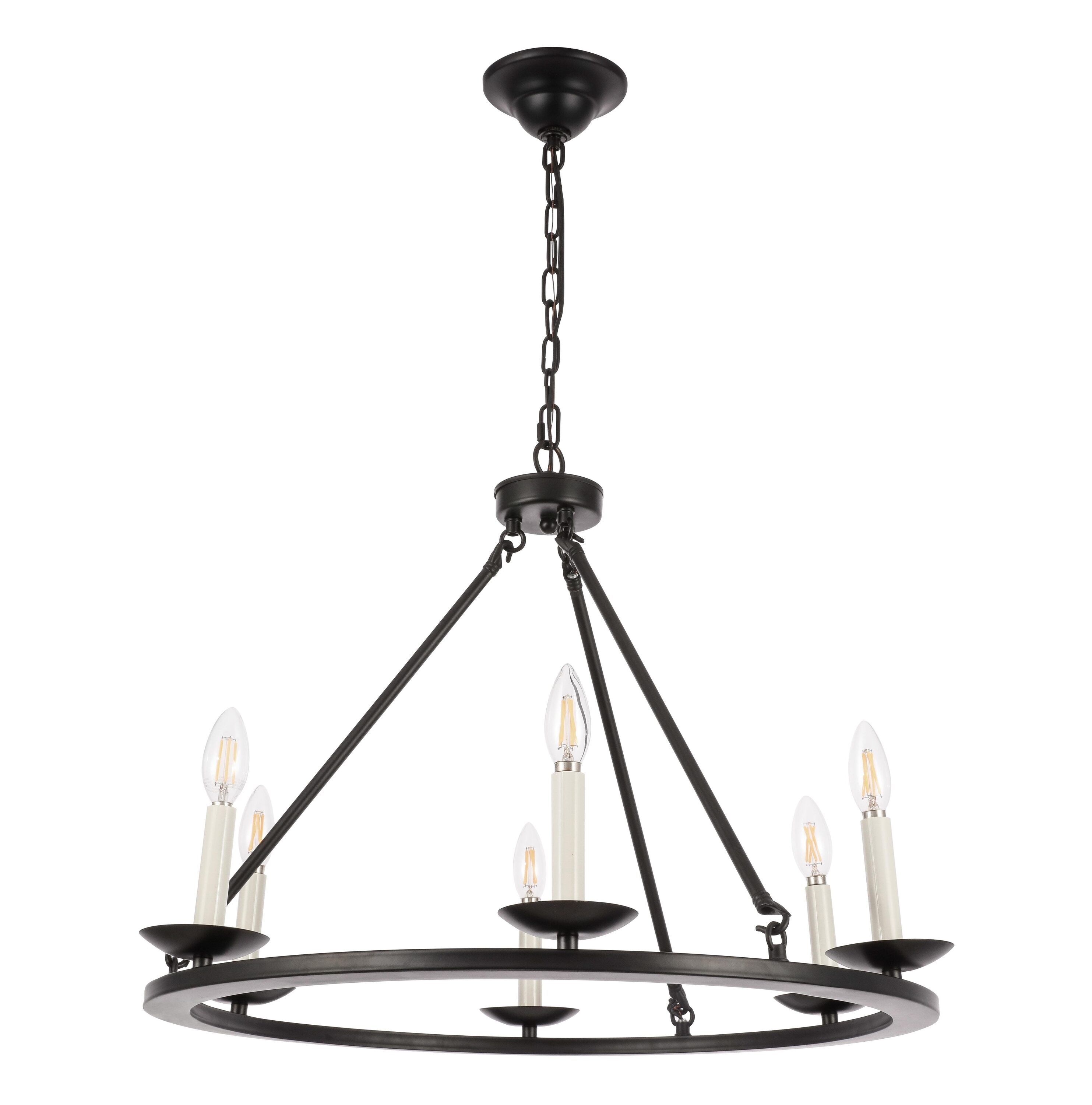 Elegant Maine 6-Light Black Metal Circular Chandelier