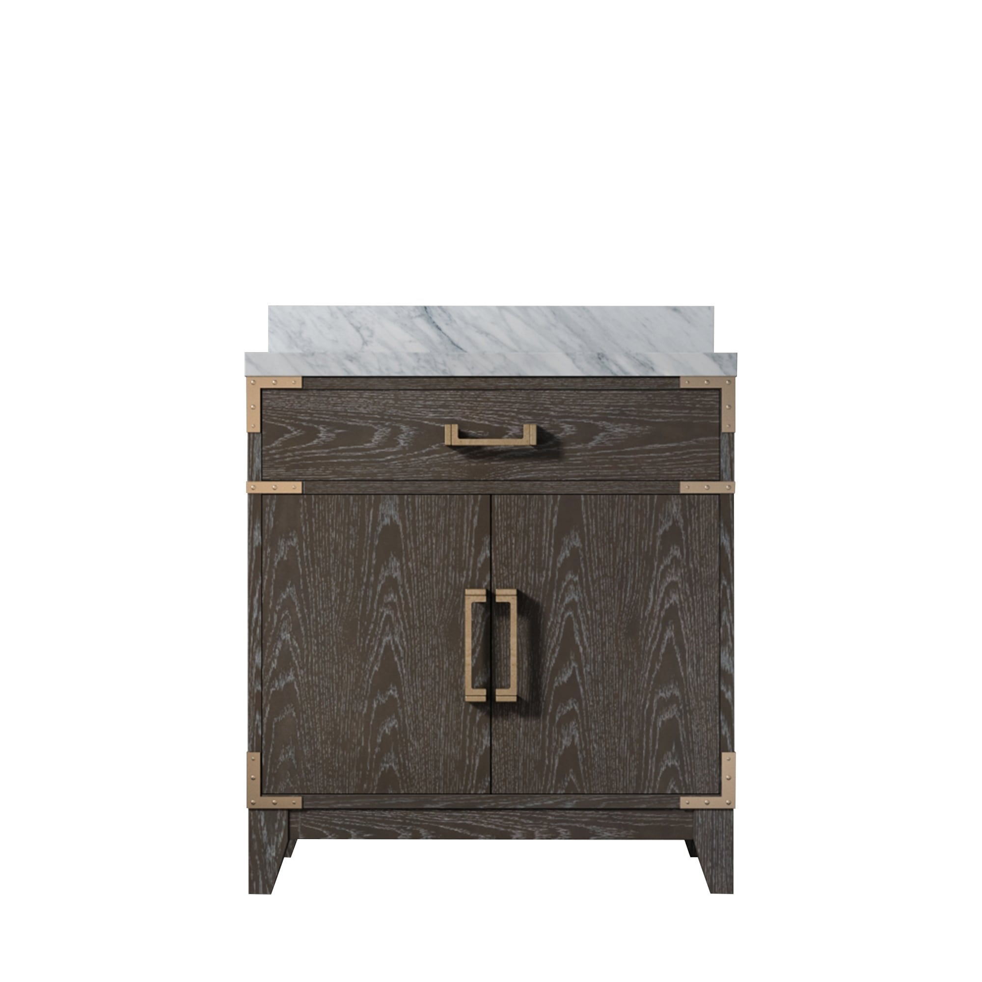 Lexora LVW30SK100 Wilton 30-in Brown Oak Undermount Single Sink Bathroom Vanity with White Carrara Marble Top