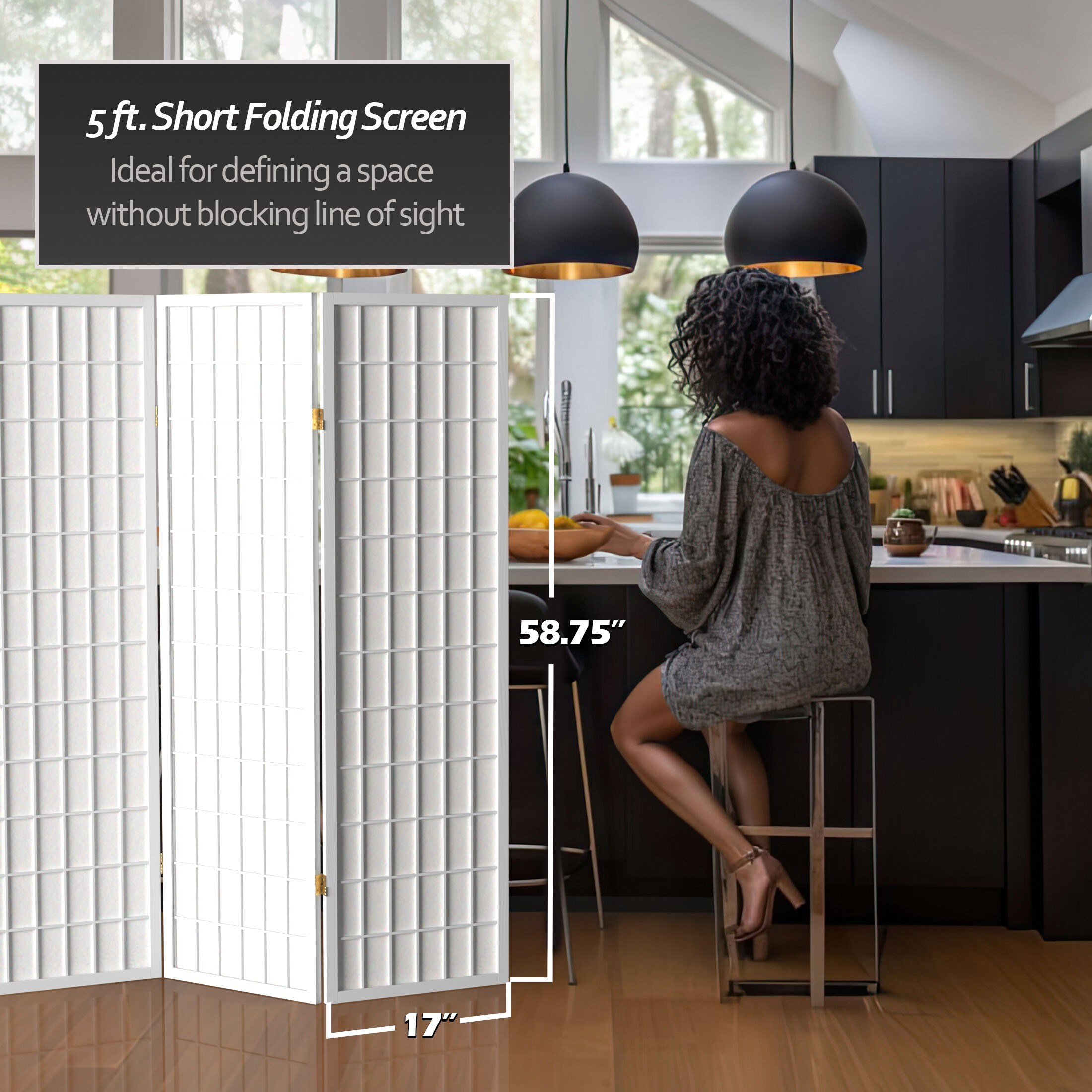 Oriental Furniture WP60-WHT-3P Indoor-Privacy-Screens - View #7