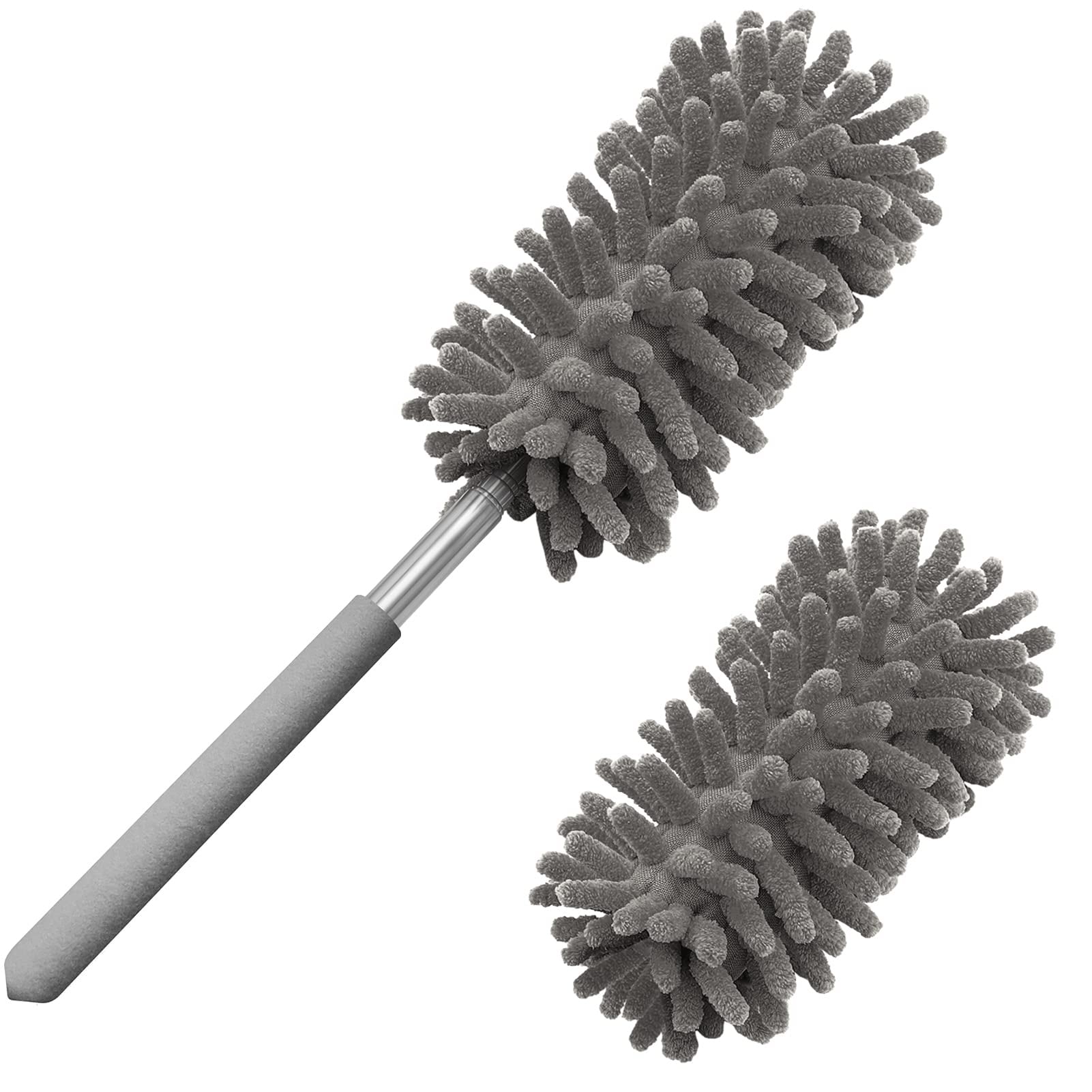 Yichuhaoxi  Microfiber Duster with Extendable Pole Hand Washable 2 pcs Replaceable Head for Ceiling Fan Car Office Furniture Wet or Dry Use