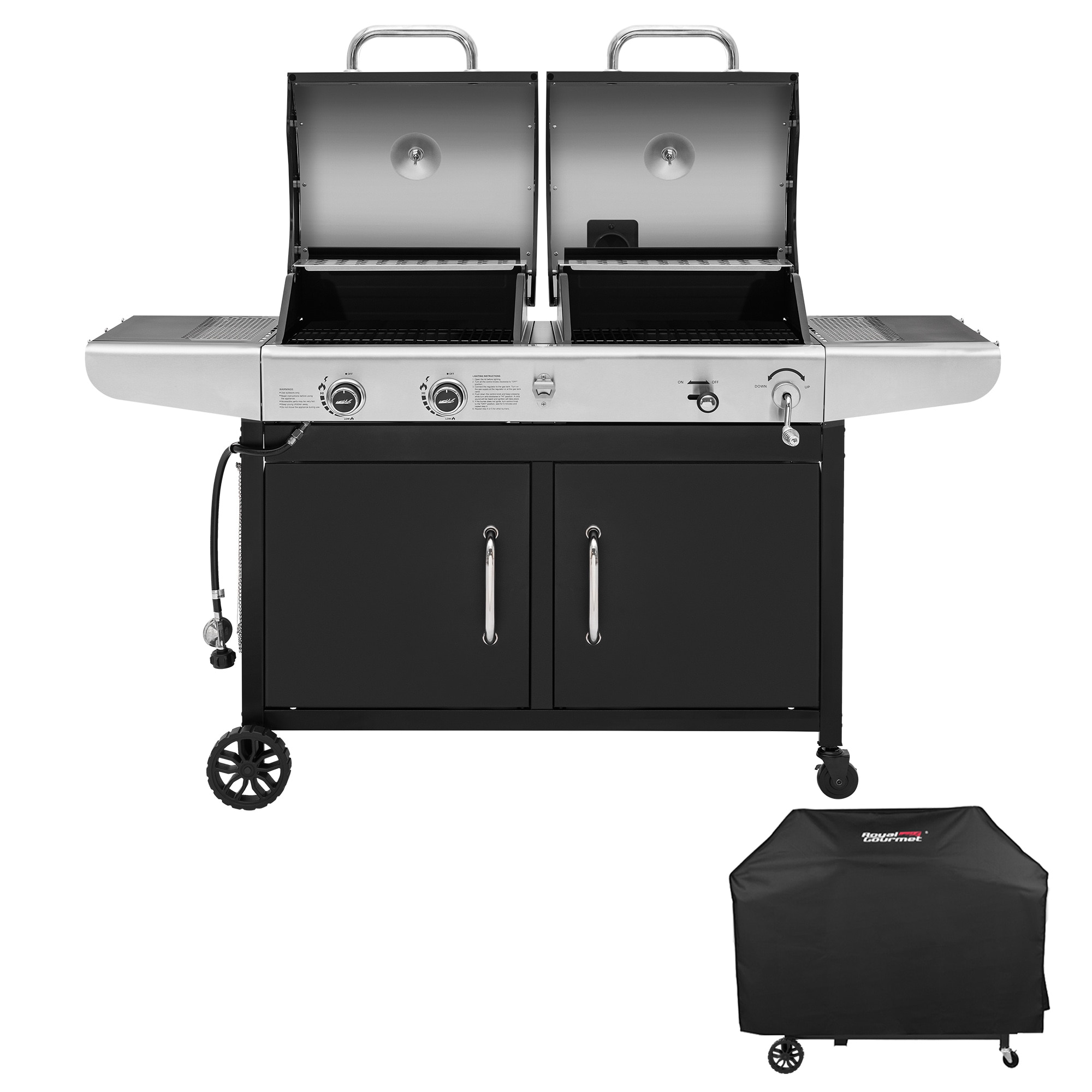 Royal Gourmet Cabinet Style Dual Fuel Series with Cover Black Gas and Charcoal Combo Grill ZH3002C at Lowes