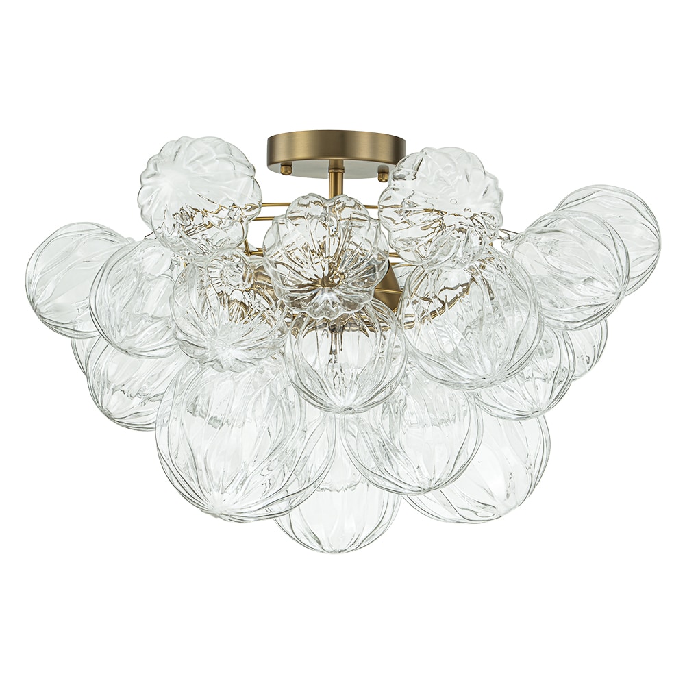 HUOKU PD1053221 Neuvy 3 -Light 20.9-in Brushed Brass Semi Flush Mount Light