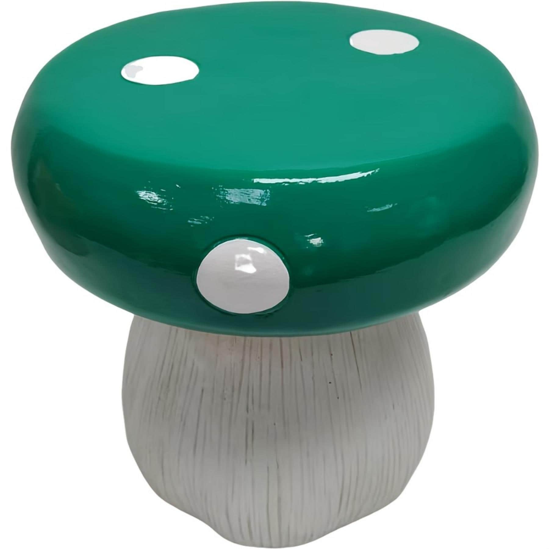 GDFStudio Mushroom Model Statue Stool 13.8 Inch Oversized Resin Garden Stool Forest Base for Courtyard Lawn Indoor Outdoor Decor Green
