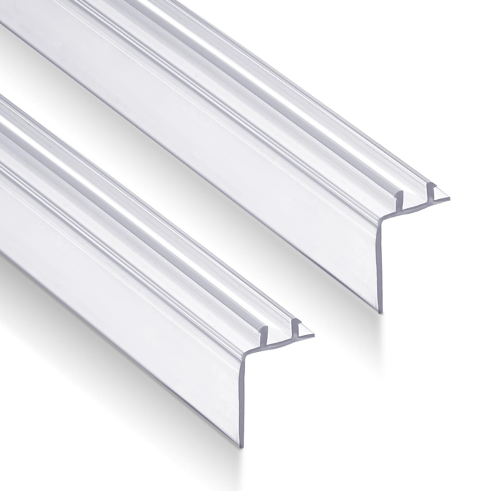 Afoxsos  2 Pack 26 Inch Two Pronged Shower Vinyl Sweep and Seal for Top or Bottom Use on Home or RV Shower Doors Straight Edge Design
