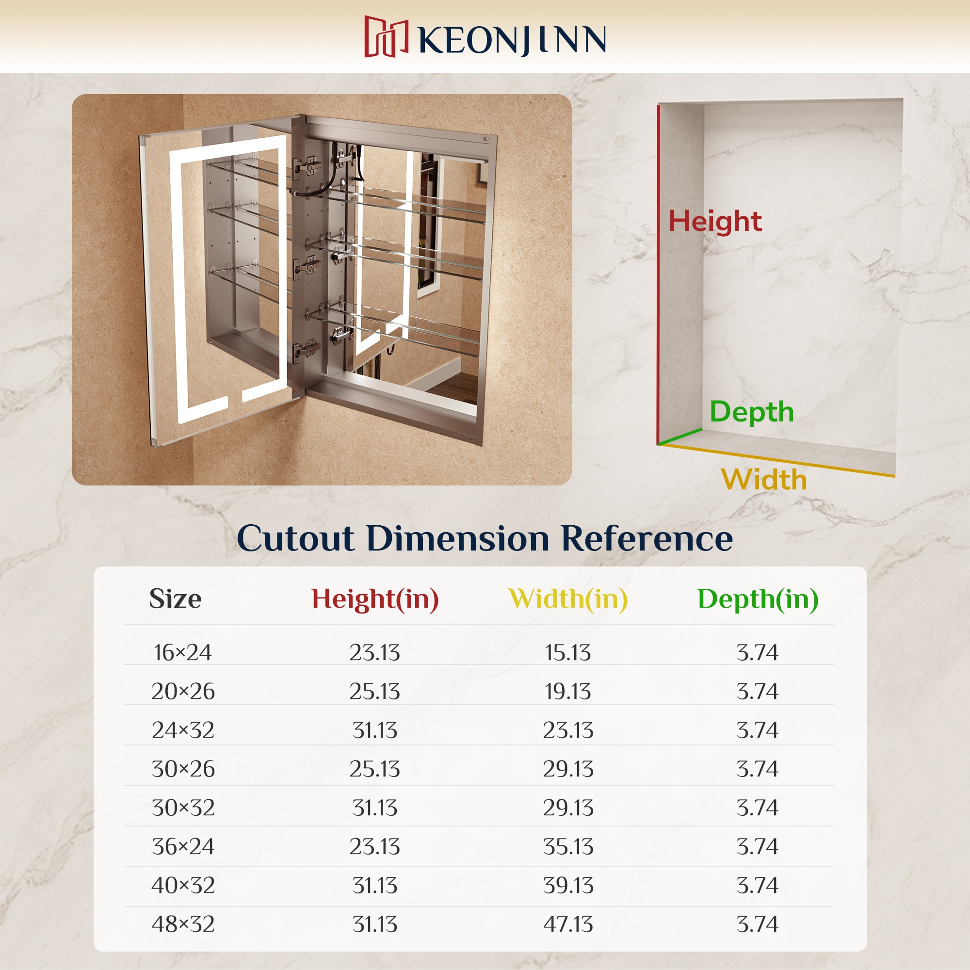 Keonjinn LW-JG-ZG-9161 Bathroom-Medicine-Cabinets - View #14