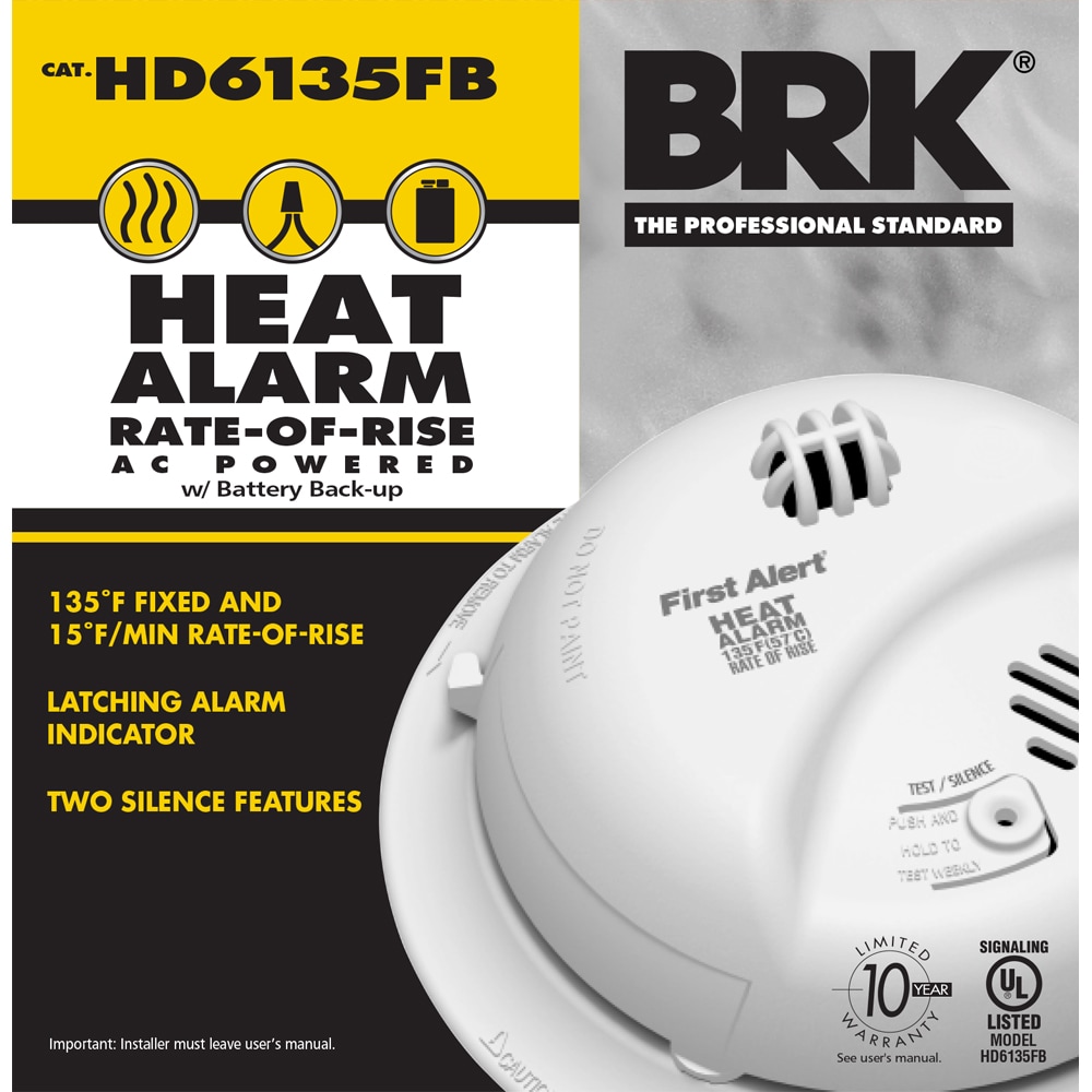 BRK Brands HD6135FB Hardwire Heat Alarm with Battery Backup