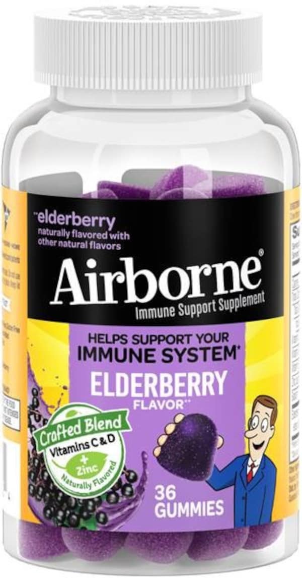 Airborne 100324 Elderberry Regular Strength Vitamin/Supplement Gel (36-Count)
