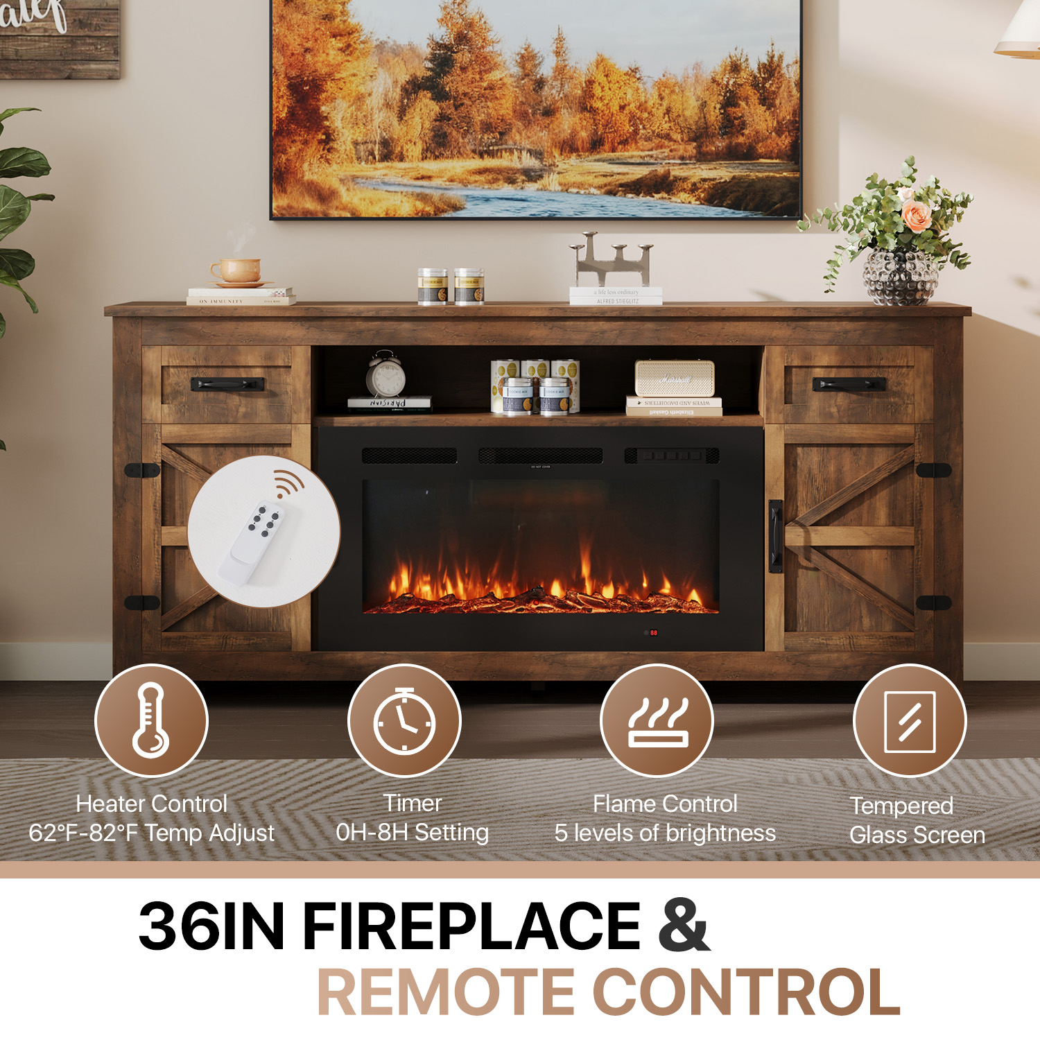 AOXUN H21022GR+H20022 Electric-Fireplaces - View #3