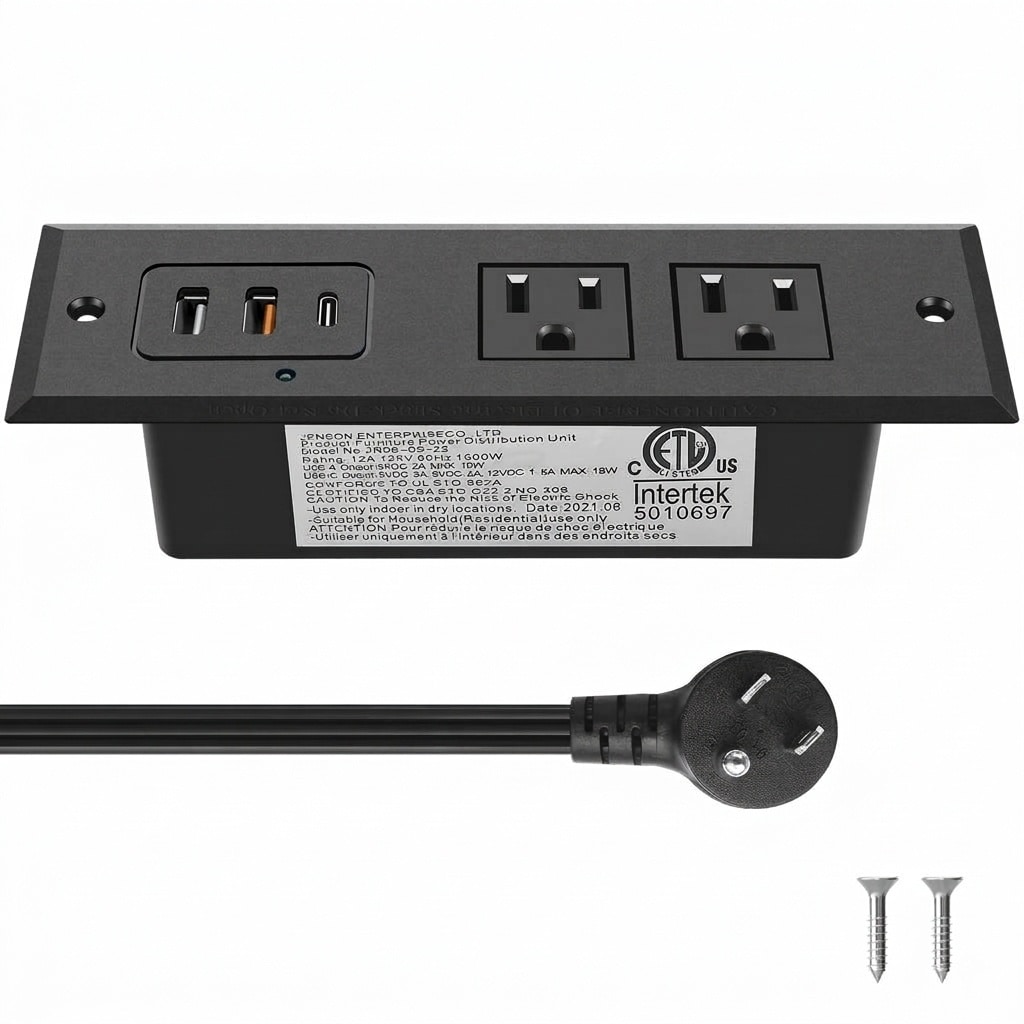 Misopily - Recessed Power Strip with 20W USB C Fast Charging 18W USB A 2 Outlets 6FT Flat Plug E...