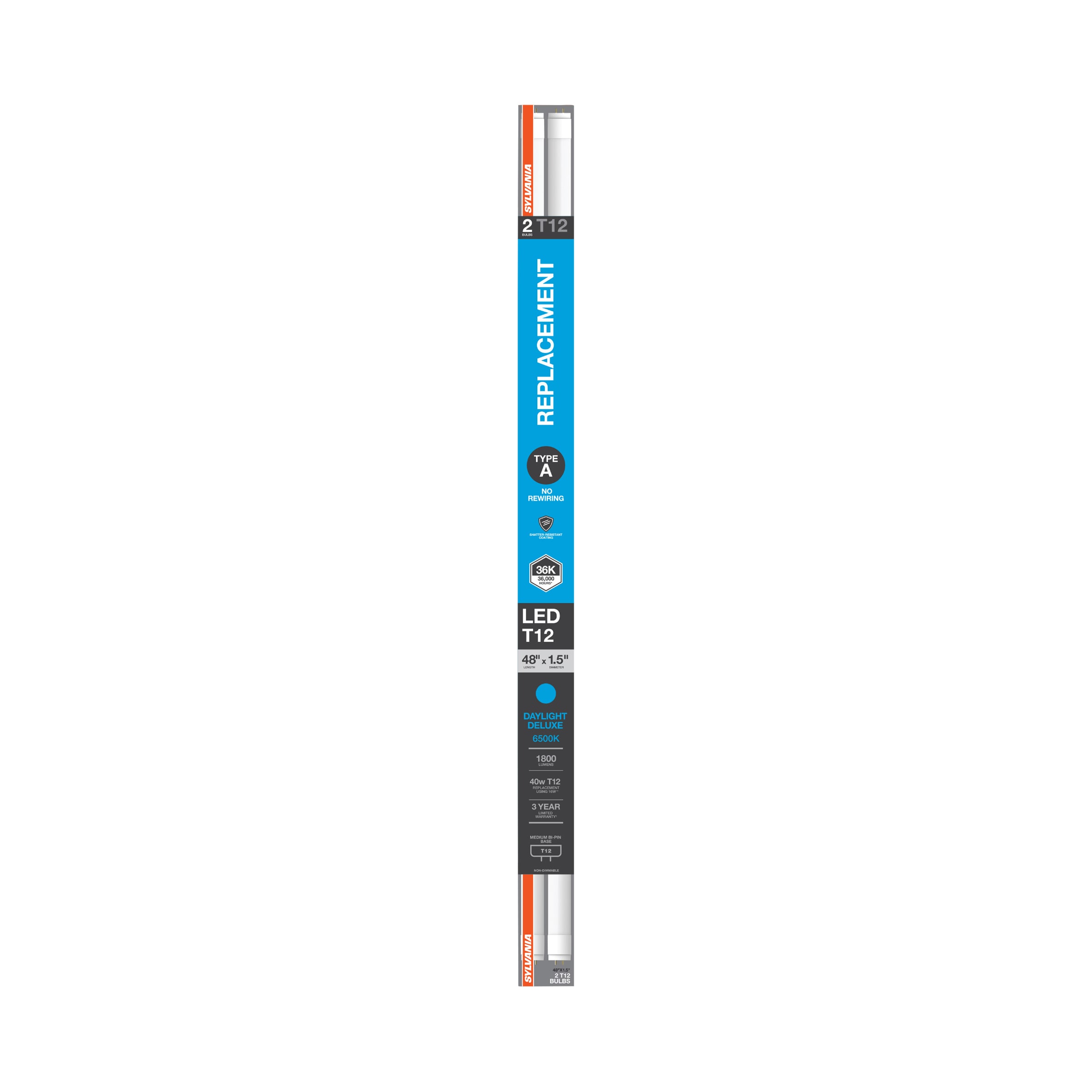 SYLVANIA 40 -Watt EQ T12 Daylight Medium bi-pin base G13 LED Tube Light ...