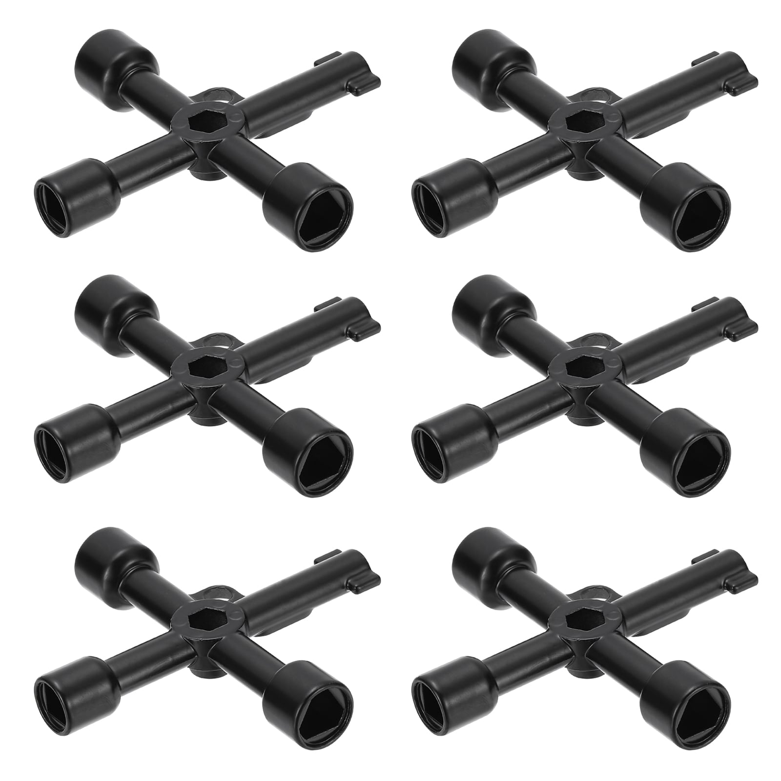 PATIKIL 4 Way Utility Key 6pcs Multifunction Triangle Square Panel Cross Sillcock Key Gas Water Meter Keys Wrench for Valve Spigots Electrical Cabinet Opening Black #S26031202UX6060