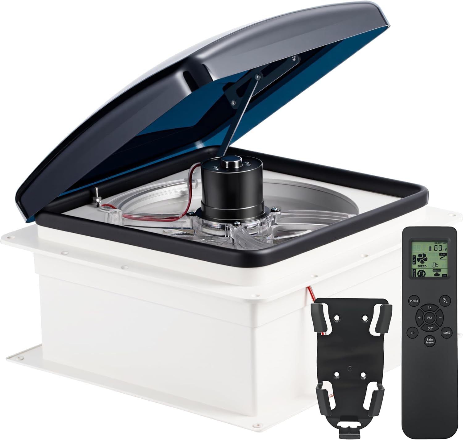 Oyezvary  RV Roof Vent Fan 14x14 Inch 10 Speed Remote Control Rain Sensor 12V Quiet Exhaust Fan for Camper Trailer Bathroom Kitchen Extra Screen