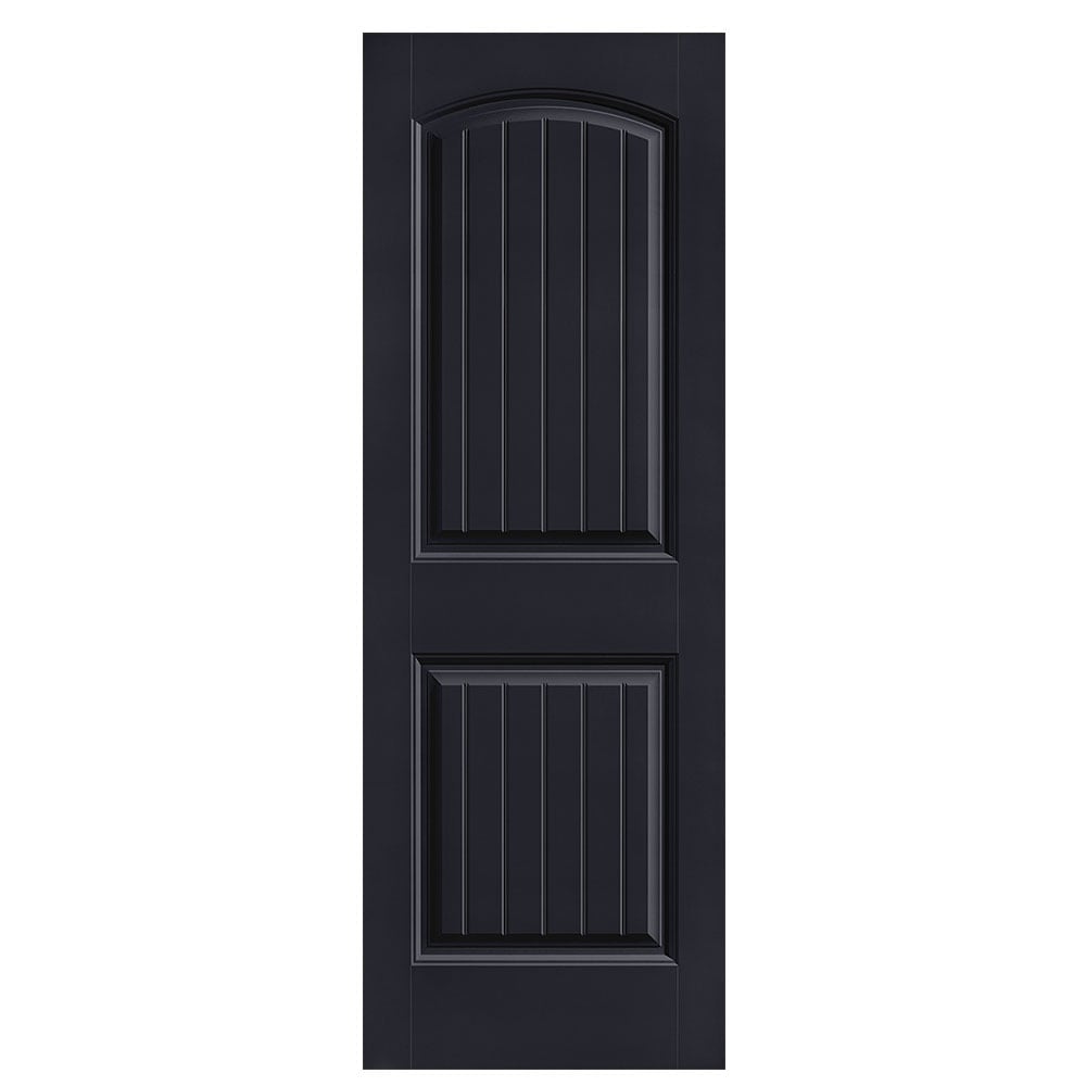 Masonite 1443481 Cheyenne 28-in x 80-in Midnight 2-panel round top plank Smooth Hollow core Prefinished Molded composite Slab Door