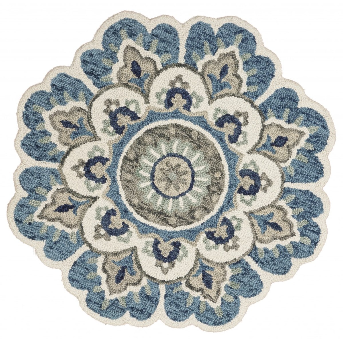 HomeRoots 4000393676 6 x 6 (ft) Tufted Wool Blue Green Round Indoor Area rug