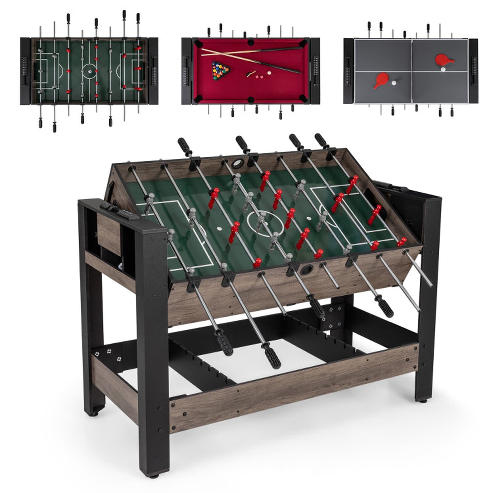 SUGIFT 49-in Combo Game Table with Pool Billiards-Brown