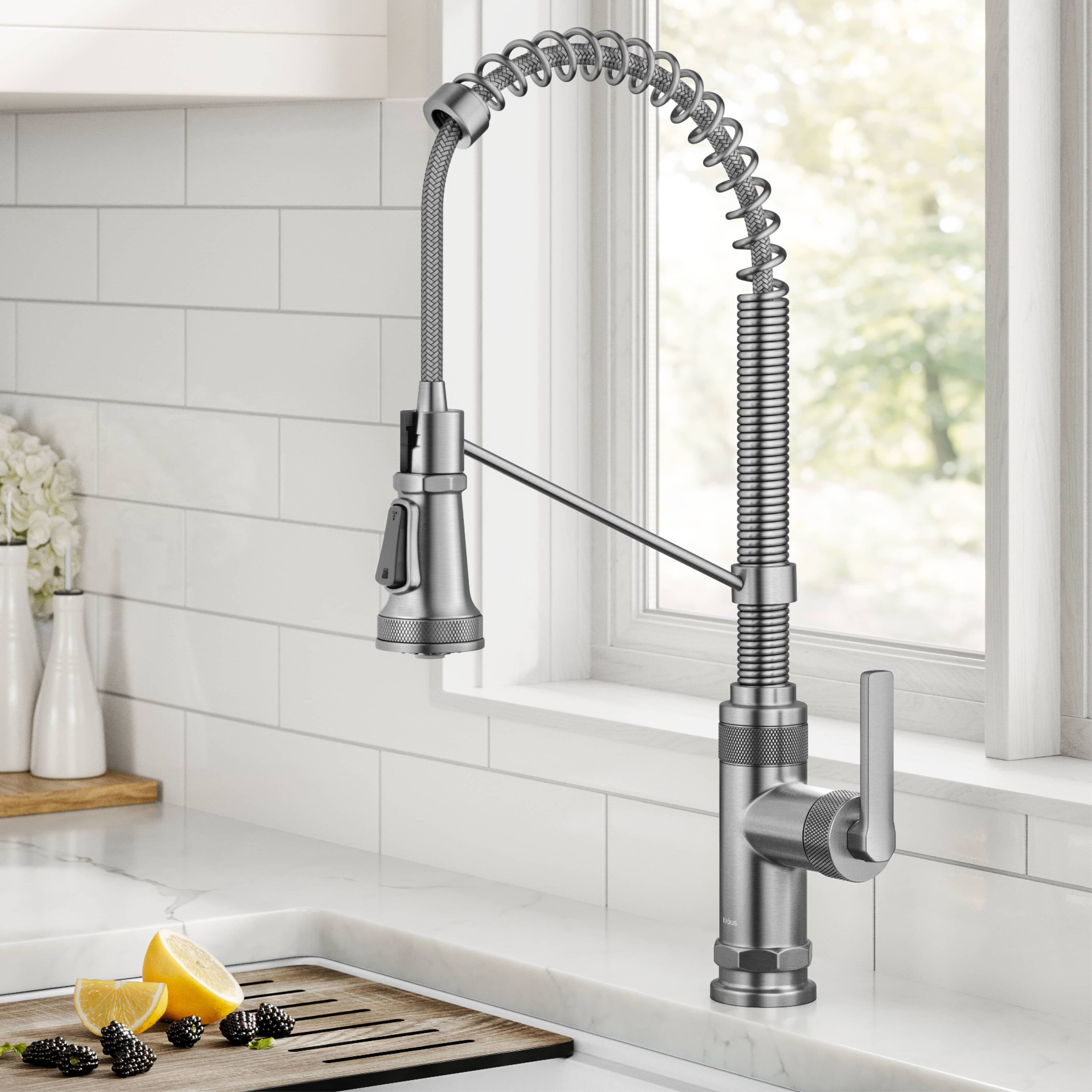 Kraus KPF-4110SFS Allyn Spot Free Stainless Steel Single Handle Deck-mount Pull-down Kitchen Faucet with Sprayer