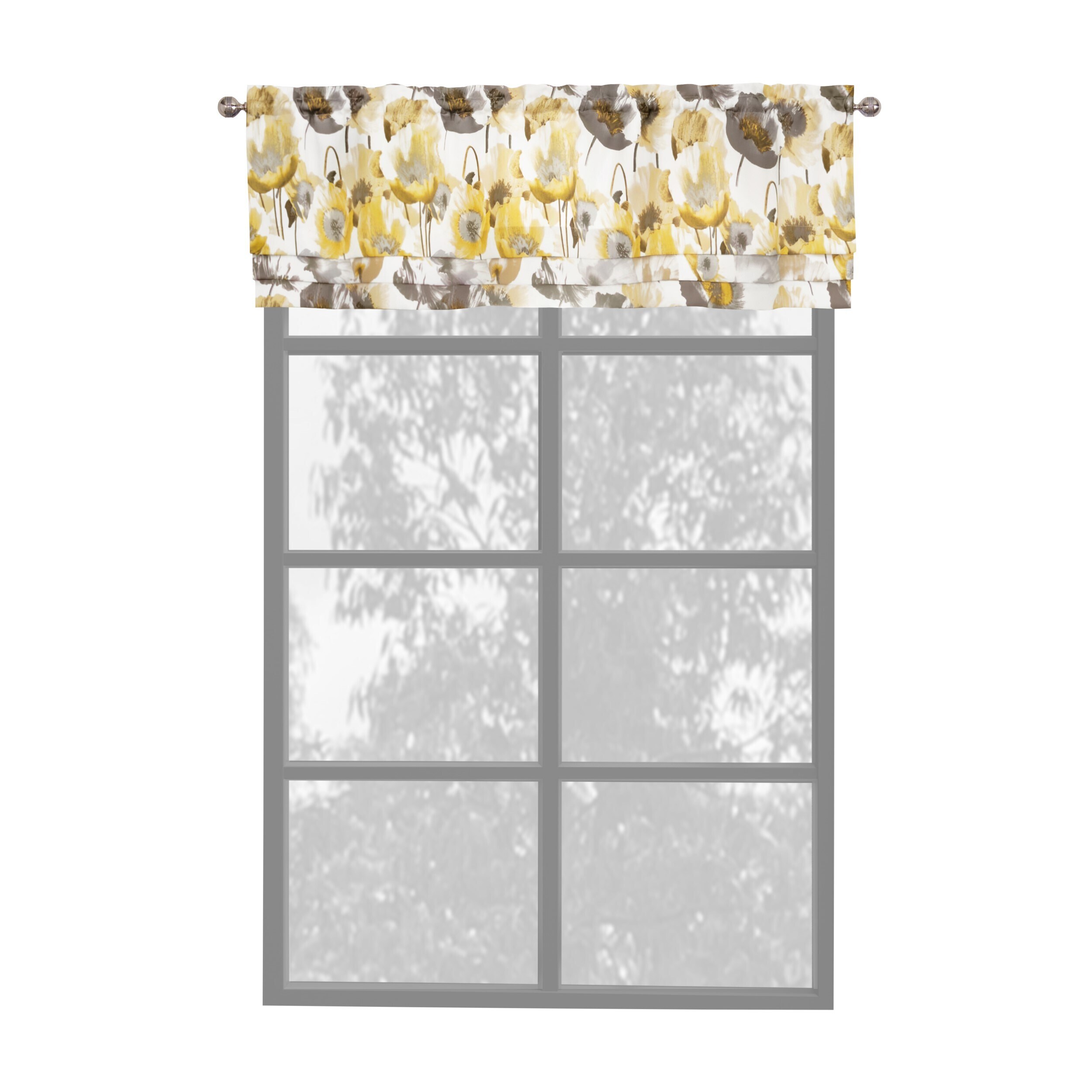 Achim POVL17GY06 Poppy Field 17-Inches Grey Polyester Rod pocket Valance