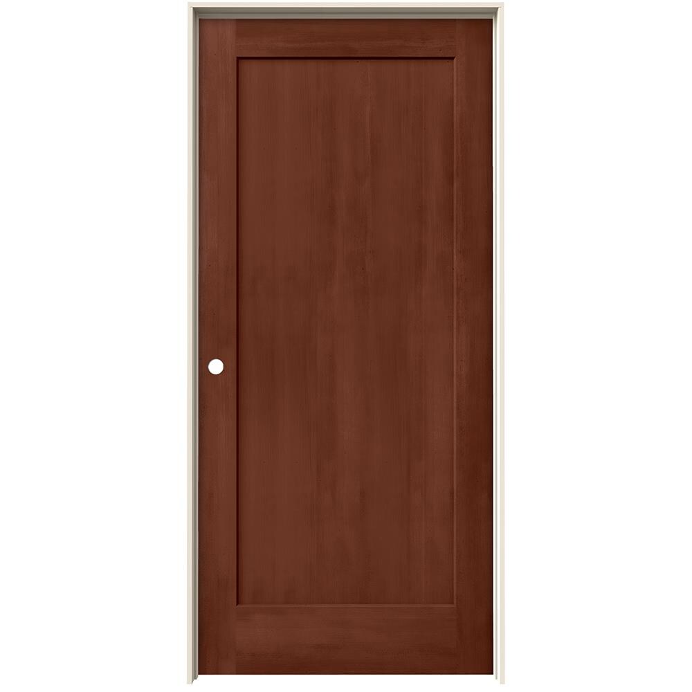 JELD-WEN Madison 36-in x 80-in Amaretto 1-panel Square Hollow Core Stained Molded Composite Right Hand Single Prehung Interior Door in Brown -  LOWOLJW222200890