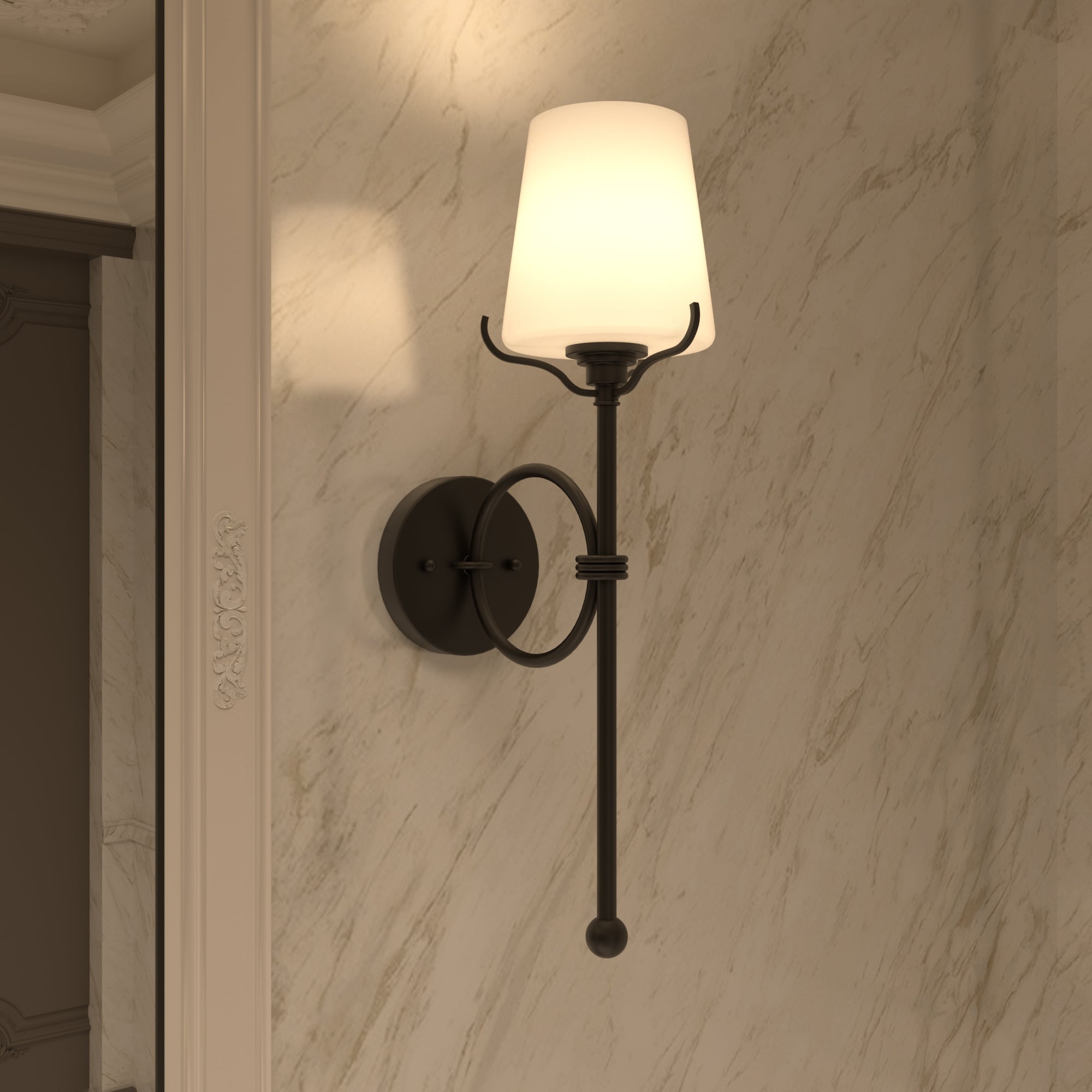 ACROMA 35201AZ Pensacola 5-in W 1 -Light Matte Black Wall Sconce