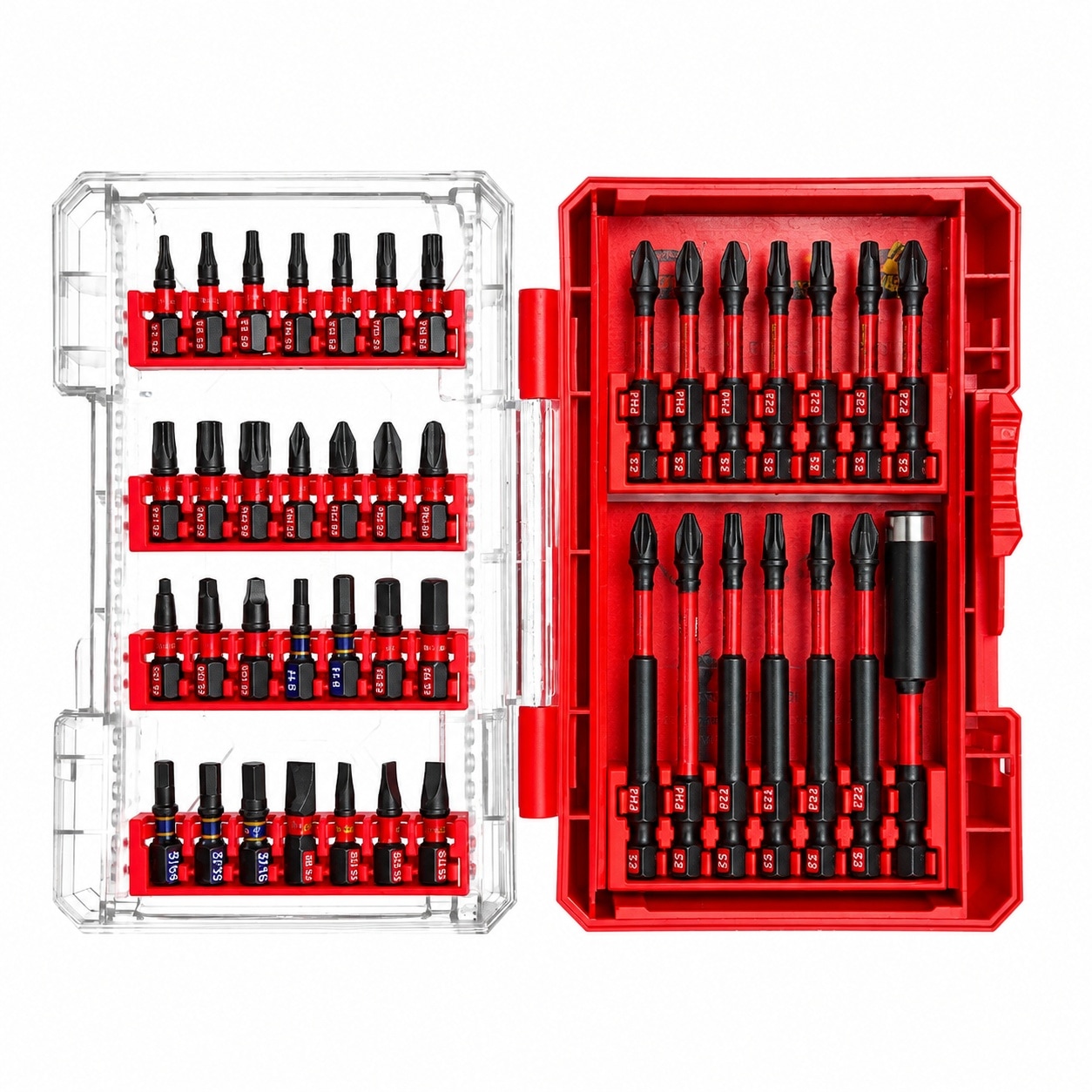 DYRCJ  42 Piece Impact Driver Bits Set Magnetic S2 Steel Phillips Slotted Square Torx Insert Power Bits Tips with Impact Bit Holder and Red