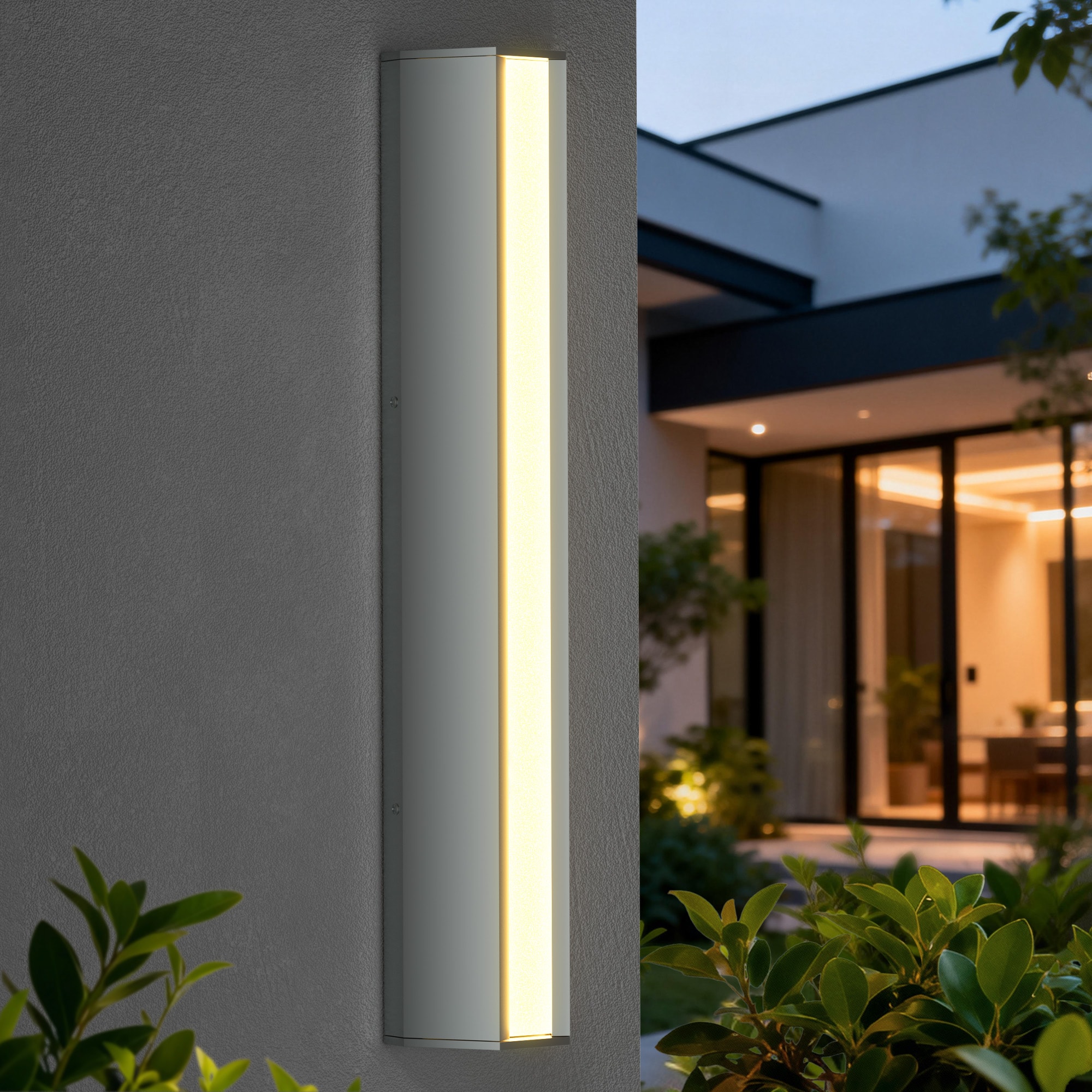 Maxax Montpelier 24-in H Nickel Hardwired Dark Sky Integrated LED Outdoor Wall Light