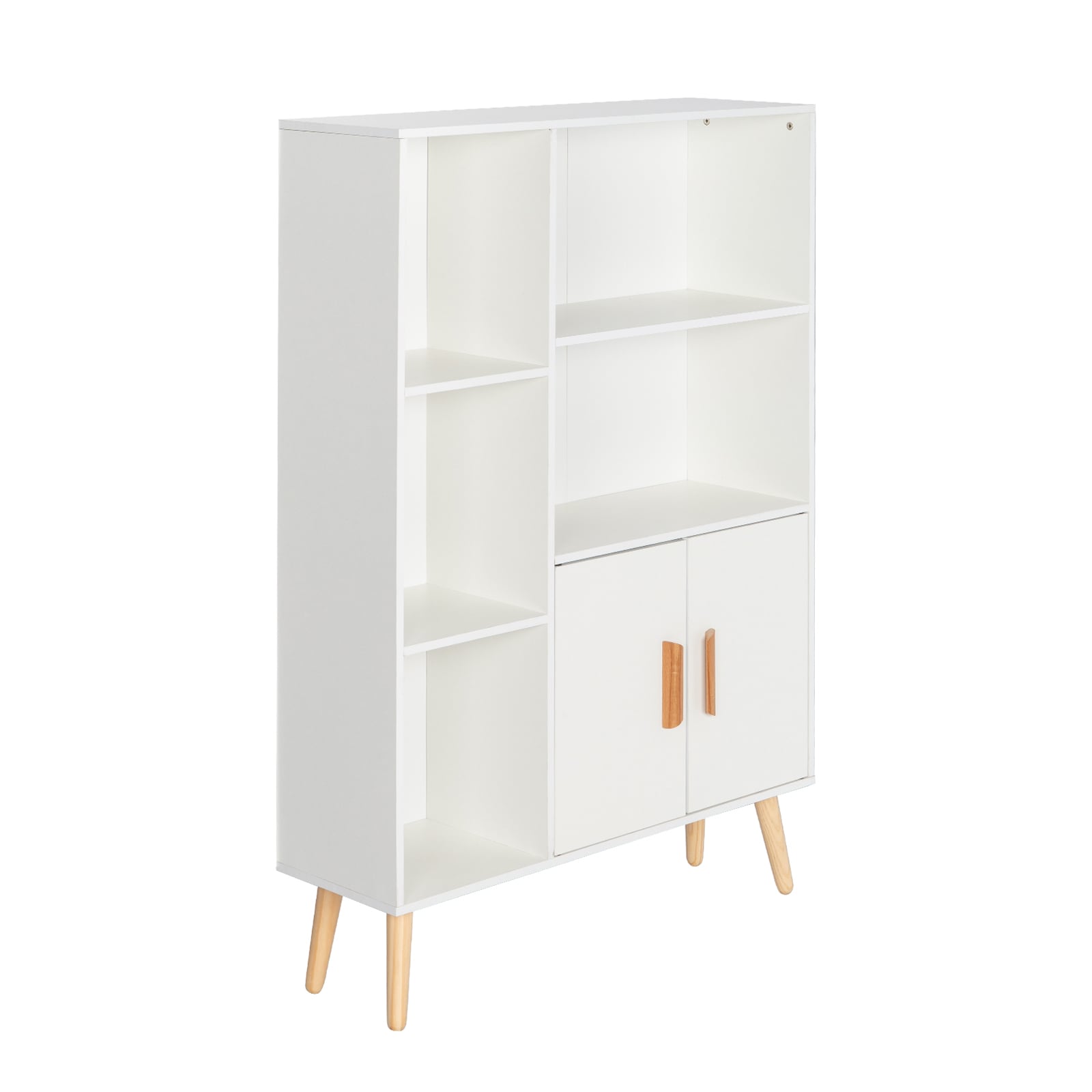 Winado LO1G51000036 White MDF 2 -Shelf Bookcase with Doors ( 31.5-Inches W x 46.85-Inches H x 9.45-Inches D ) Finished