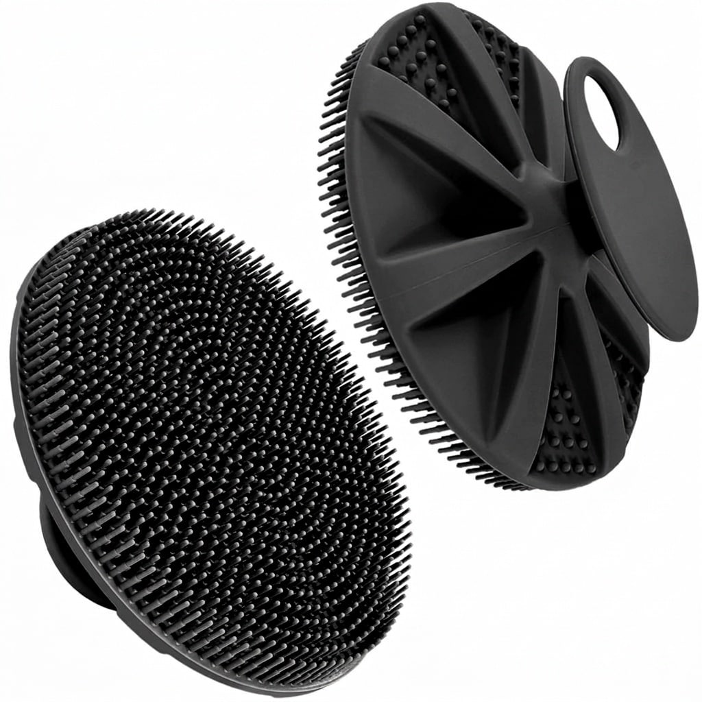 Phyfalip Food Grade Silicone Body Scrubber Shower Brush Gentle Exfoliating Soft Bristles Deep Cleansing for Sensitive Skin Easy Grip Handle #X05PF12041