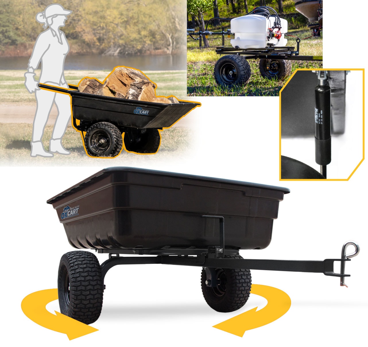 OxCart 12-cu ft Poly Dump Cart, Convertible to Push, Metal Wheel Type, 750 lbs. Weight Capacity GTMZ208192PRF Sansujyuku sansujyuku.com