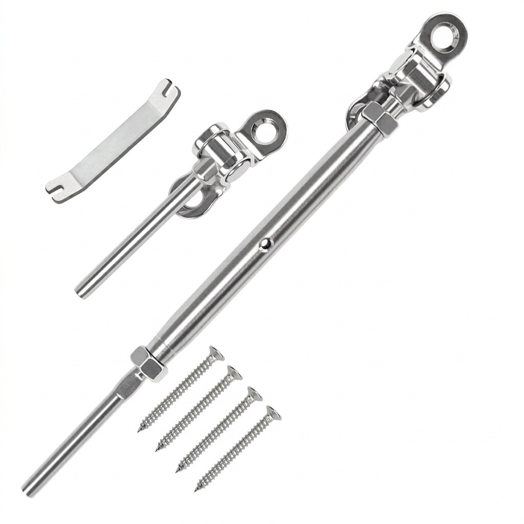 Aoibox  1 8 Inch Cable Railing Hardware Kit with Adjustable Swage Toggle Turnbuckles for Wood Post Railings