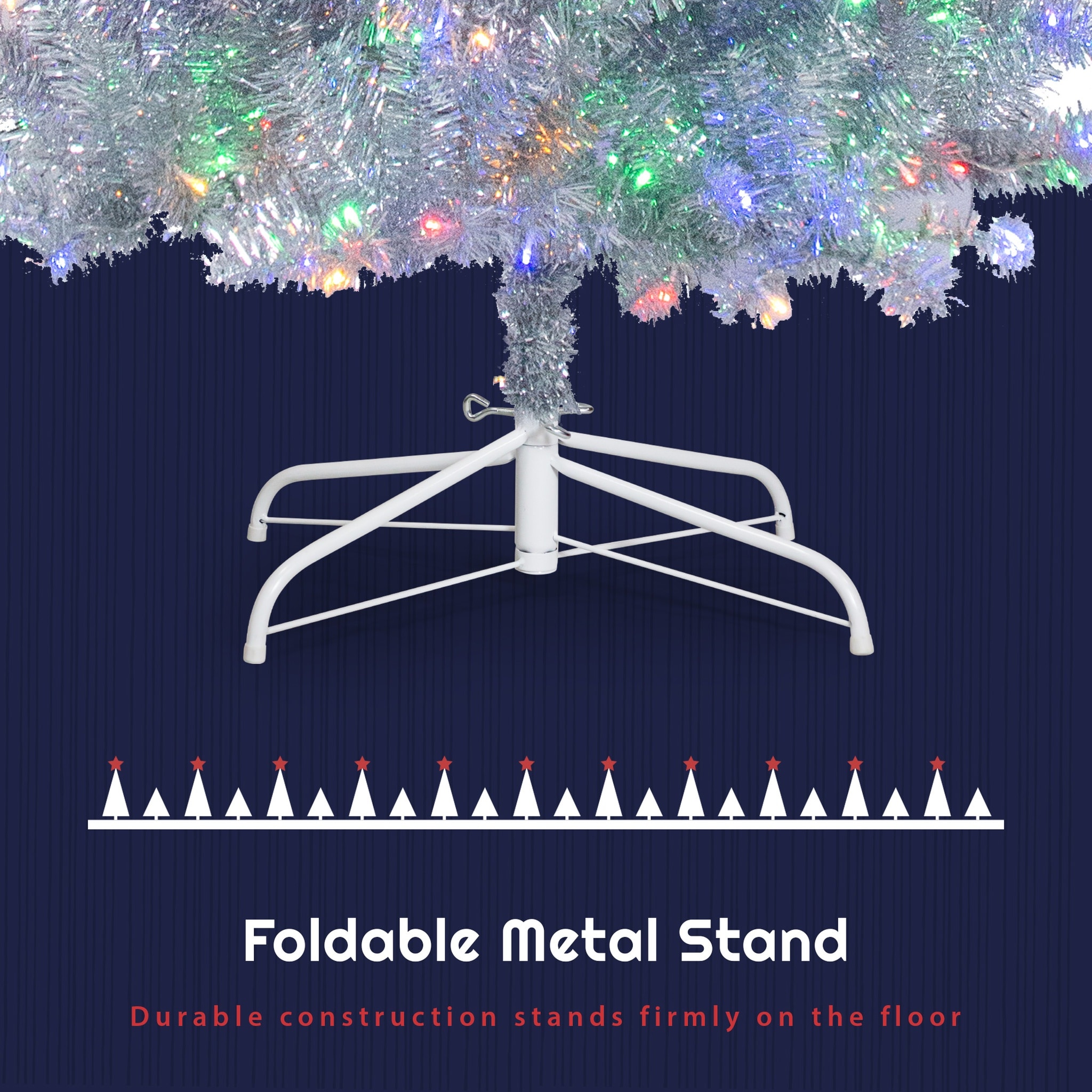 Tenleaf 4FT Sliver Pre-Lit Artificial Christmas Tree with Metal Stand ...