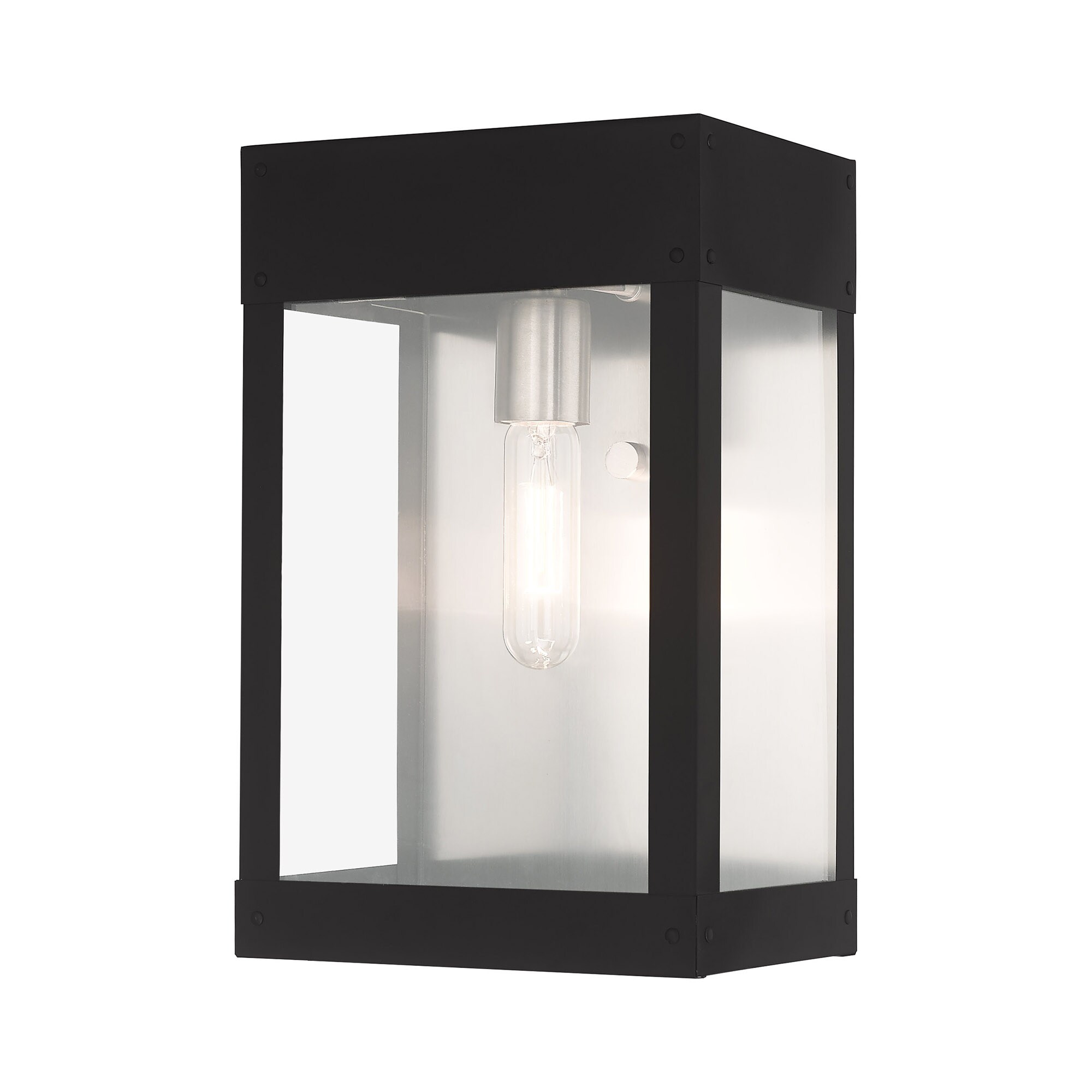 Livex Lighting 20872-04 Barrett 1 -Light 13-in H Matte Black Hardwired Outdoor Wall Light
