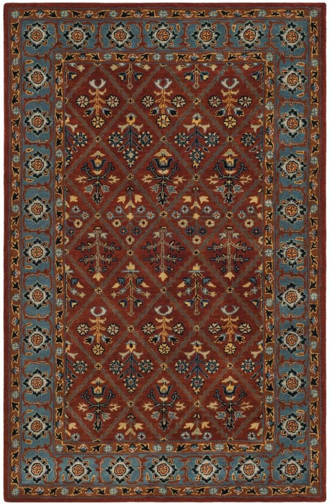 Safavieh HG738Q-5 Heritage Latur 5 x 8 (ft) Tufted Wool Red/Blue Rectangular Indoor Floral/Botanical Oriental Area rug