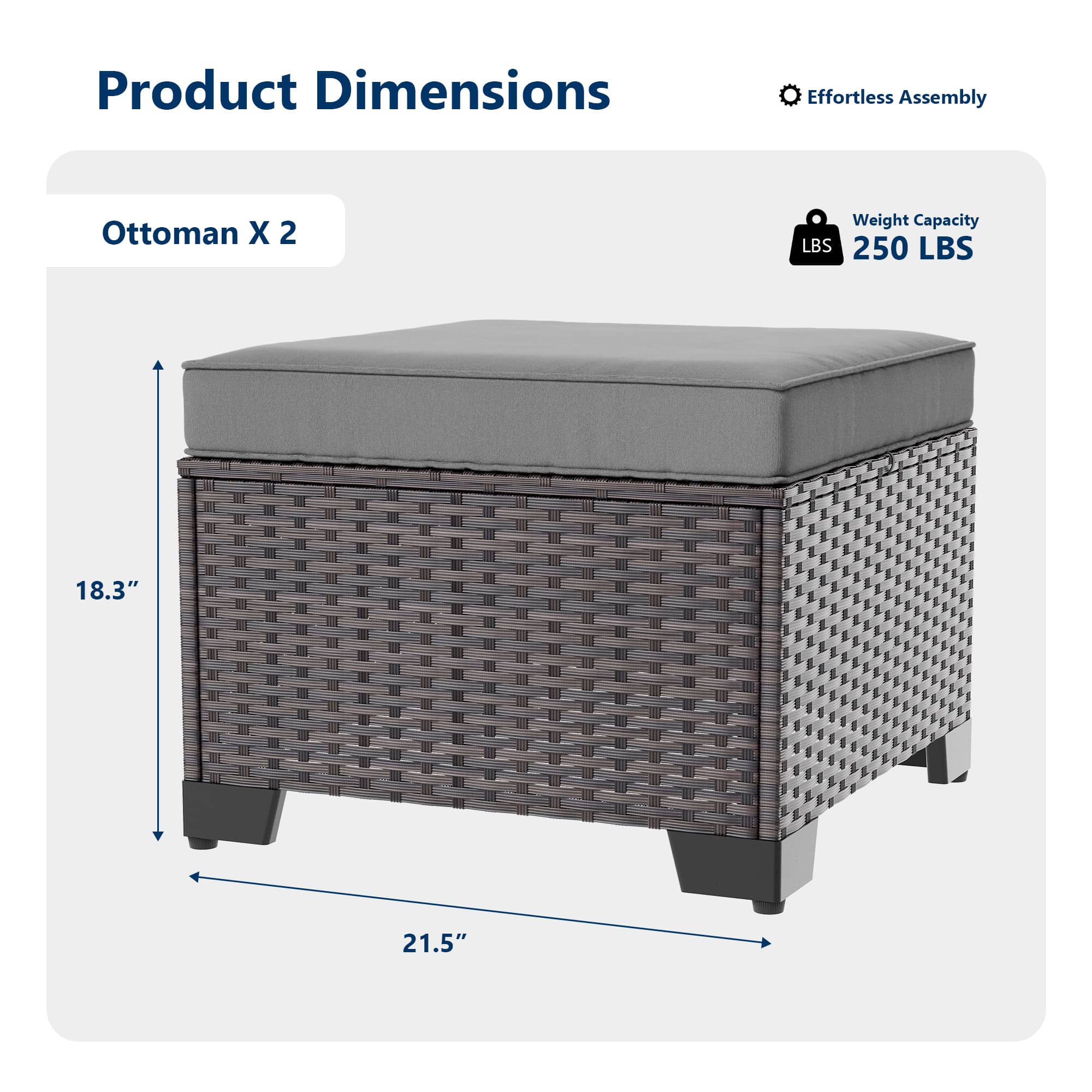 Haxvin HX-OTTOMAN-GY Stools-Ottomans - View #2