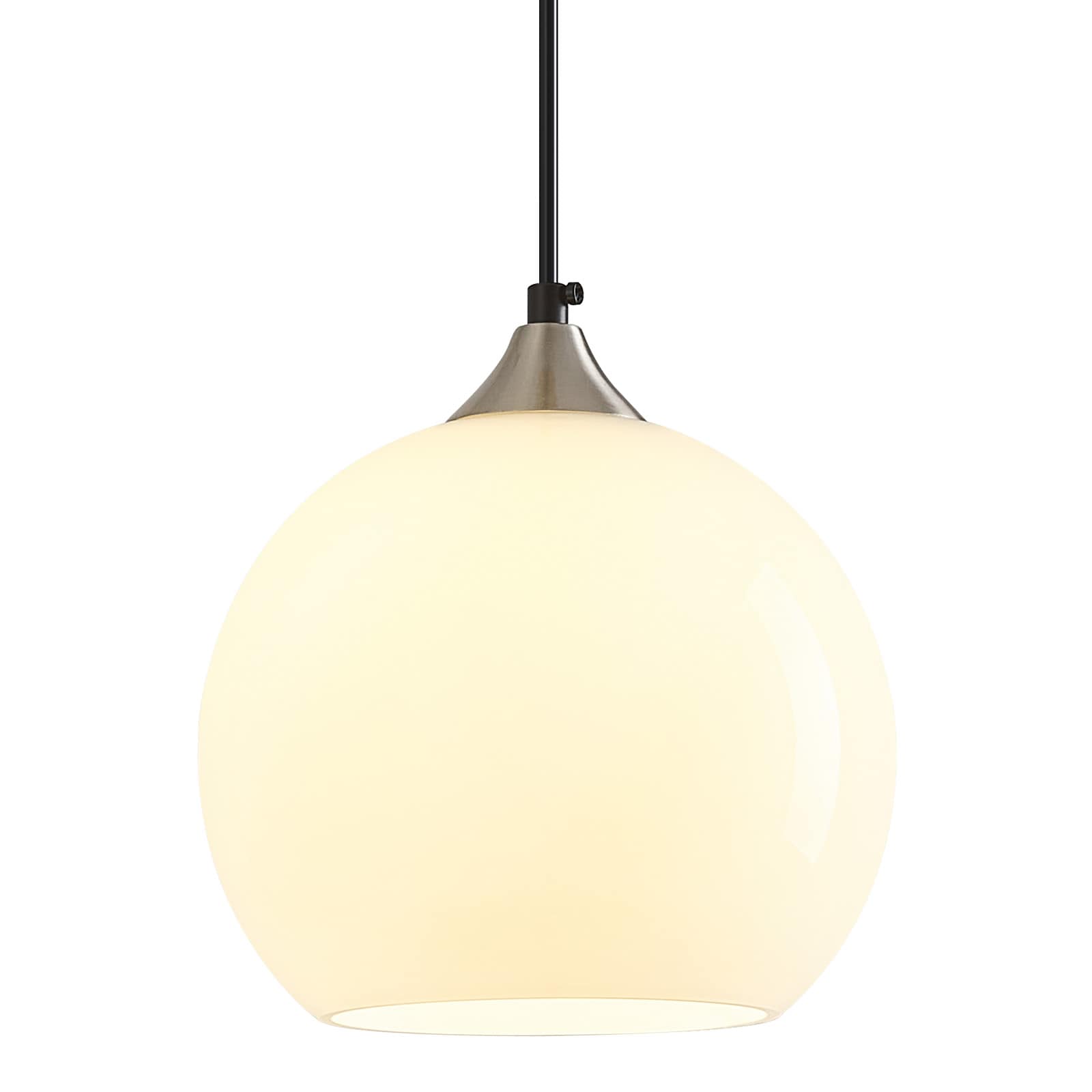 ZHLLMQ Pendant 1-Light Modern Milky Luster Seeded Glass Globe Non Integrated LED 7.87in Kitchen Island Hardwired Adjustable Pendant Light