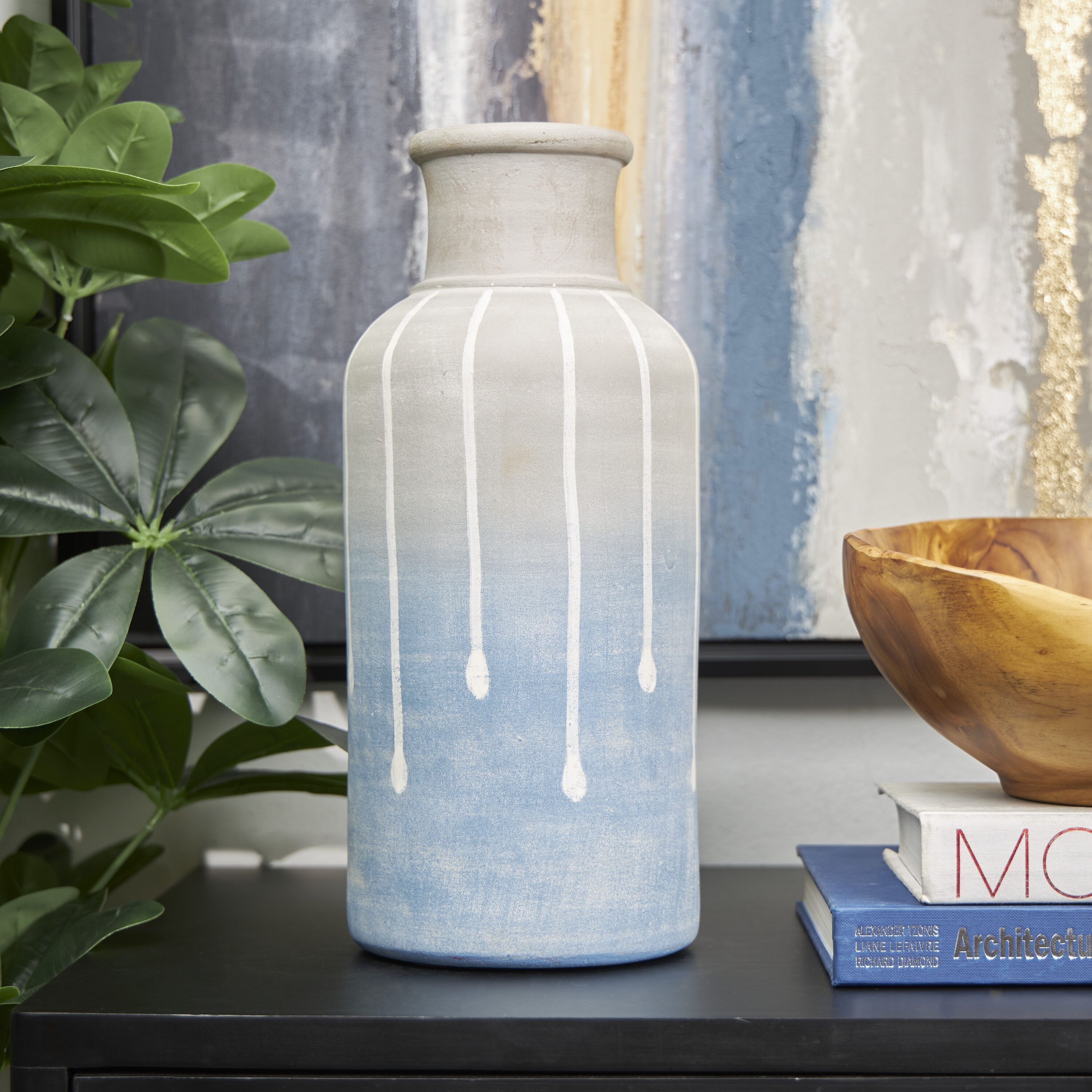 Grayson Lane 821453 Blue Ceramic Modern Vase