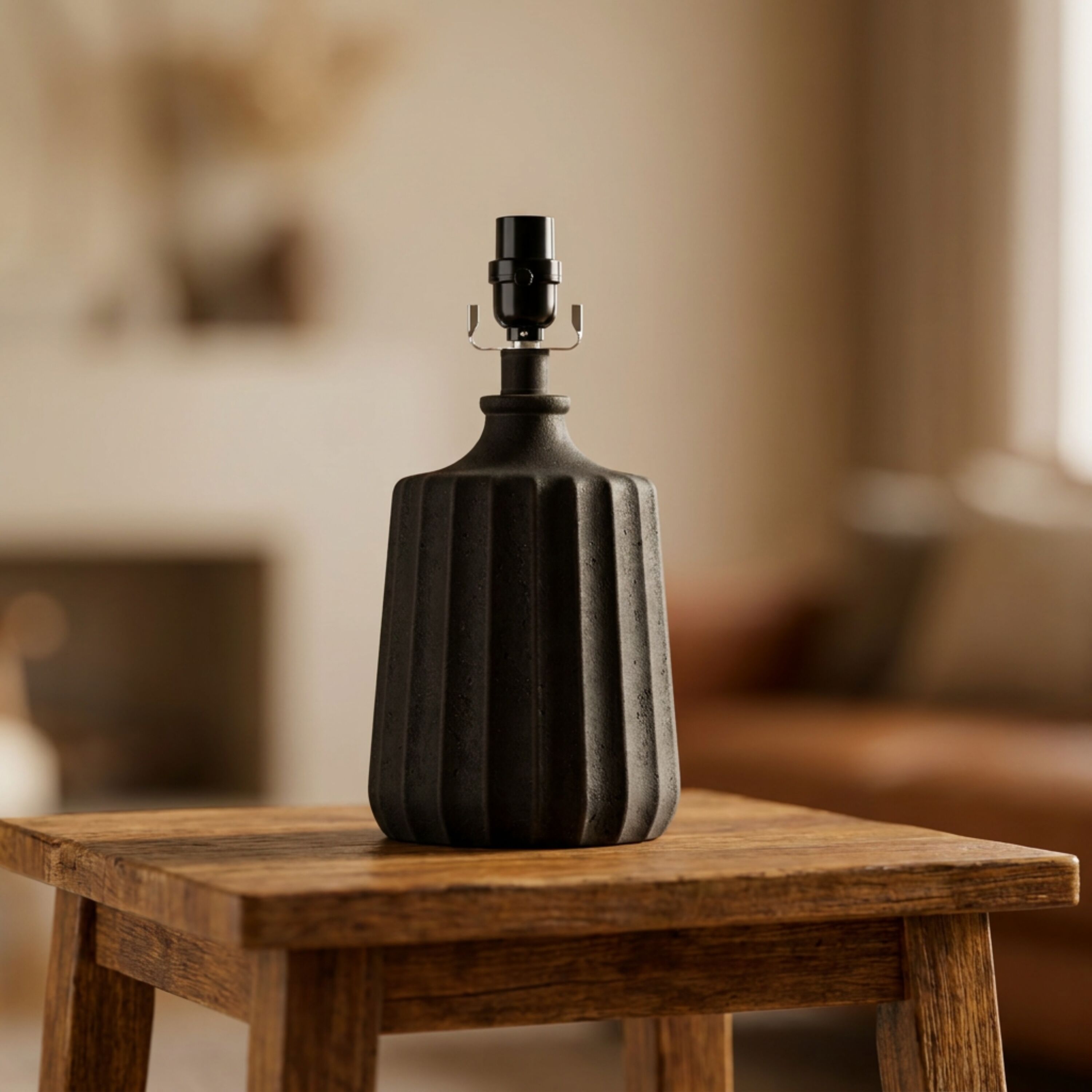 allen + roth 13-in Matte Black Plug-in Resin Lamp Base