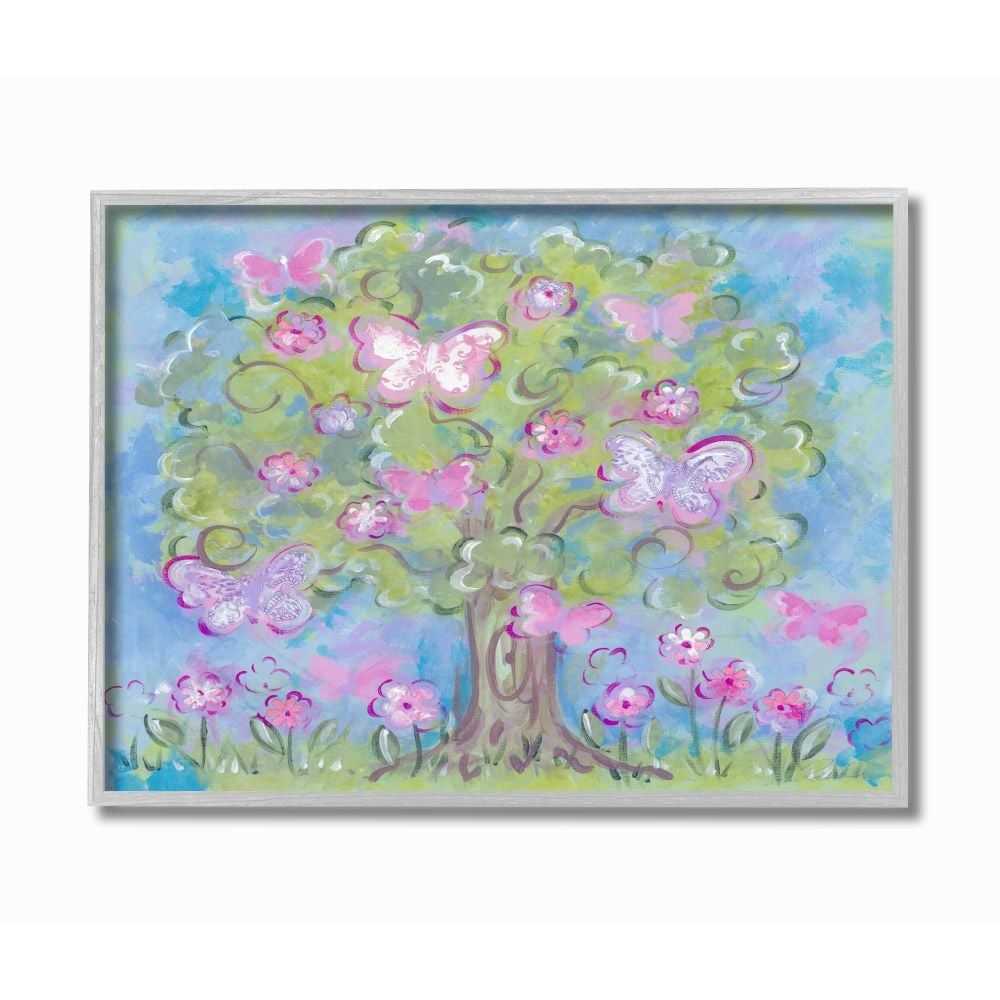 Stupell Industries Pastel Butterfly Tree Reesa Qualia Framed 14-in H x ...