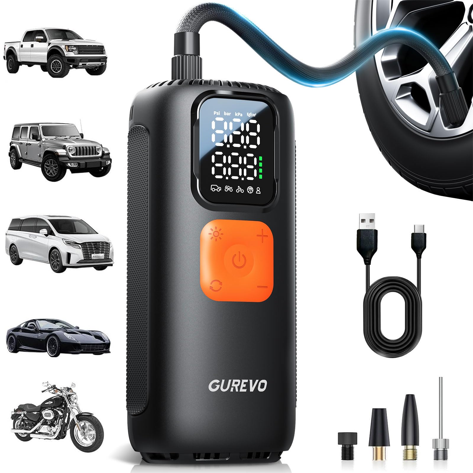 Aoibox - Portable Tire Inflator Air Compressor with 160 PSI Gauge and Auto Shut Off for Car Truc...