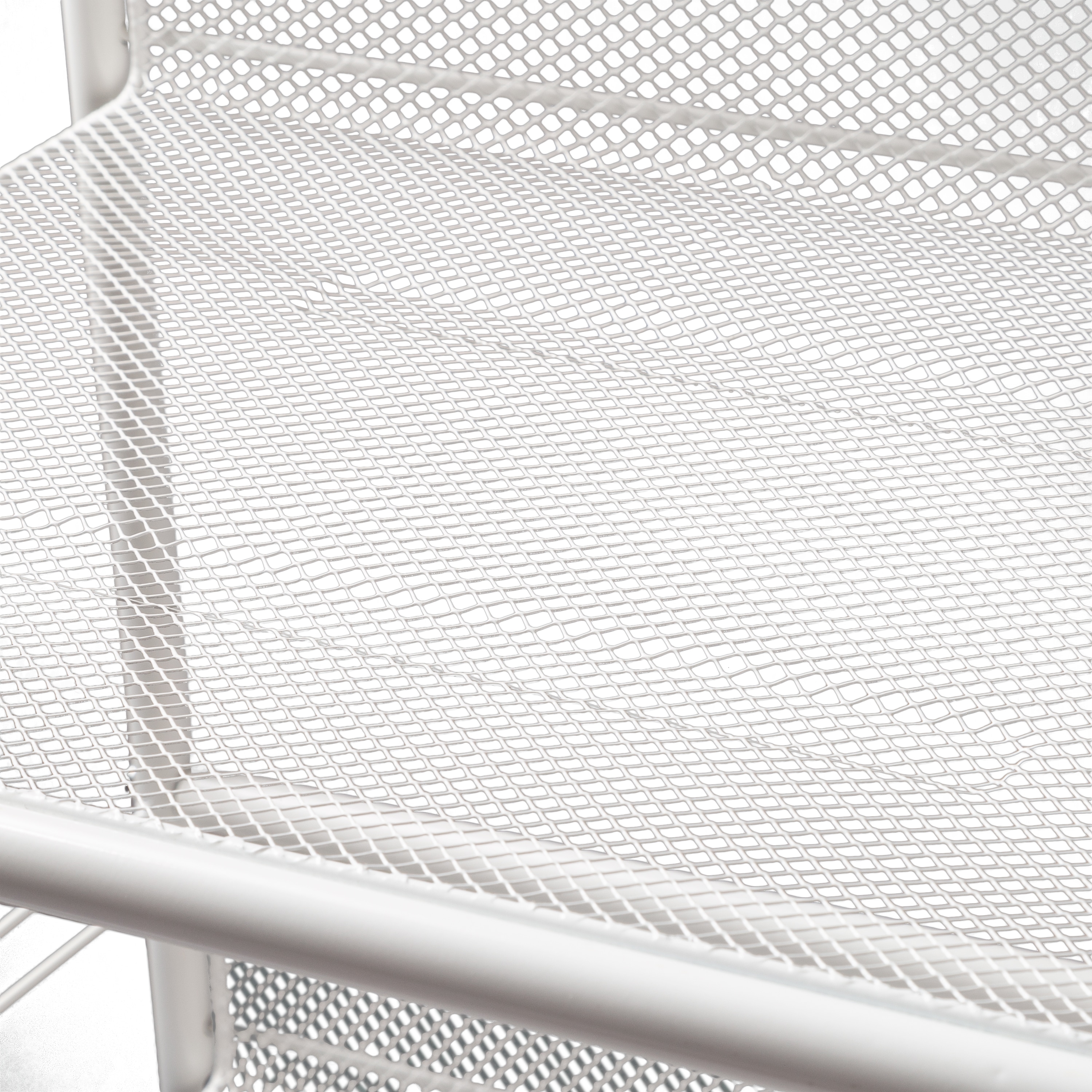 White 3-Tier Steel Wire Rolling Storage Cart with Lockable Casters