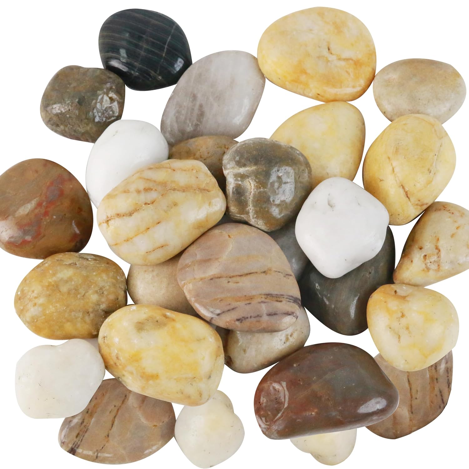 FANTIAN 5 lb Natural River Rock Decorative Pebbles 2-3 Inch Polished Stones for Landscaping Vase Filler Aquariums and Garden Use