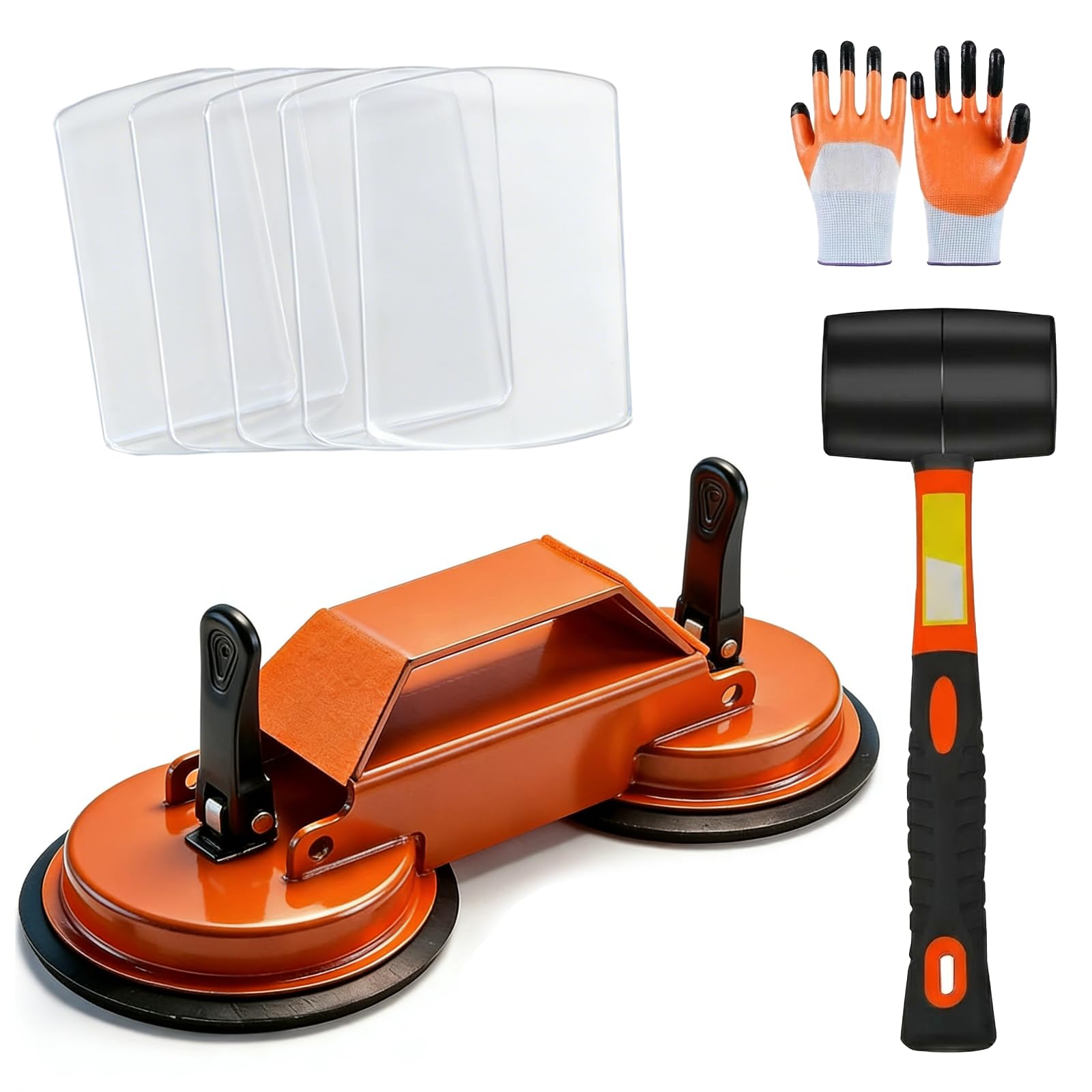 KIWDZFU Heavy Duty Floor Gap Fixer Tool Kit with Rubber Mallet and Five Sticky Pads for Vinyl Plank and Laminate Flooring Repair #LKI0821A406