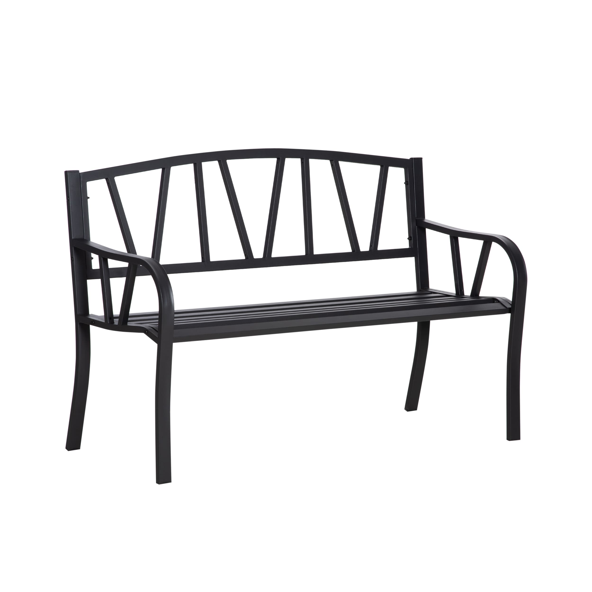 AHIOU HOME ZAAHG-P174098BH Kelowna 50.5-Inches W x 33.75-Inches H Black Iron Garden Bench