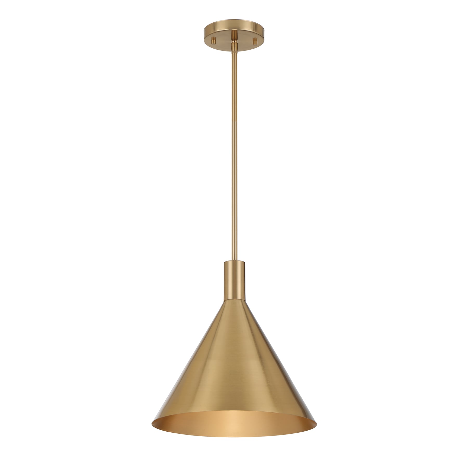 Savoy House 7-8001-1-127 Pharos 1-Light Pendant in Noble Brass by Breegan Jane Noble Brass Mid-century Art glass Cone Medium Hanging Pendant light