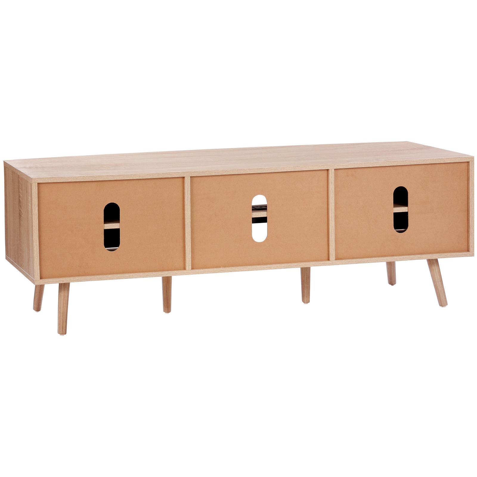 GIVIMO - Rattan TV Stand for 65-in TV Mid-Century Boho TV Cabinet with Built-in 3-Outlet Power St...
