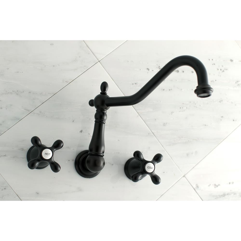 Kingston Brass Heritage Oil Rubbed Bronze 2 Handle Wall Mount High Arc Bathtub Faucet Valve 2277