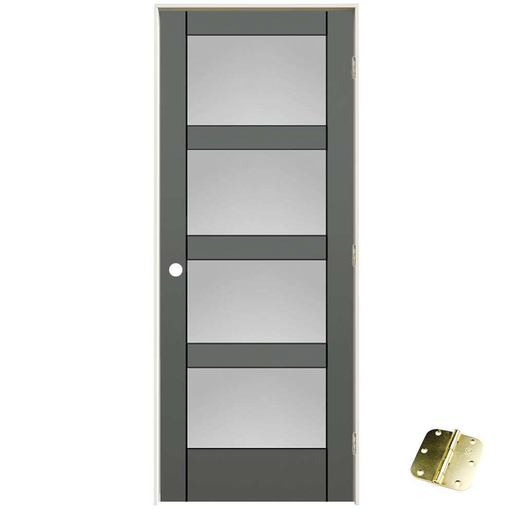 RELIABILT 4-Panel Frosted Glass MDF Single Prehung Interior Door