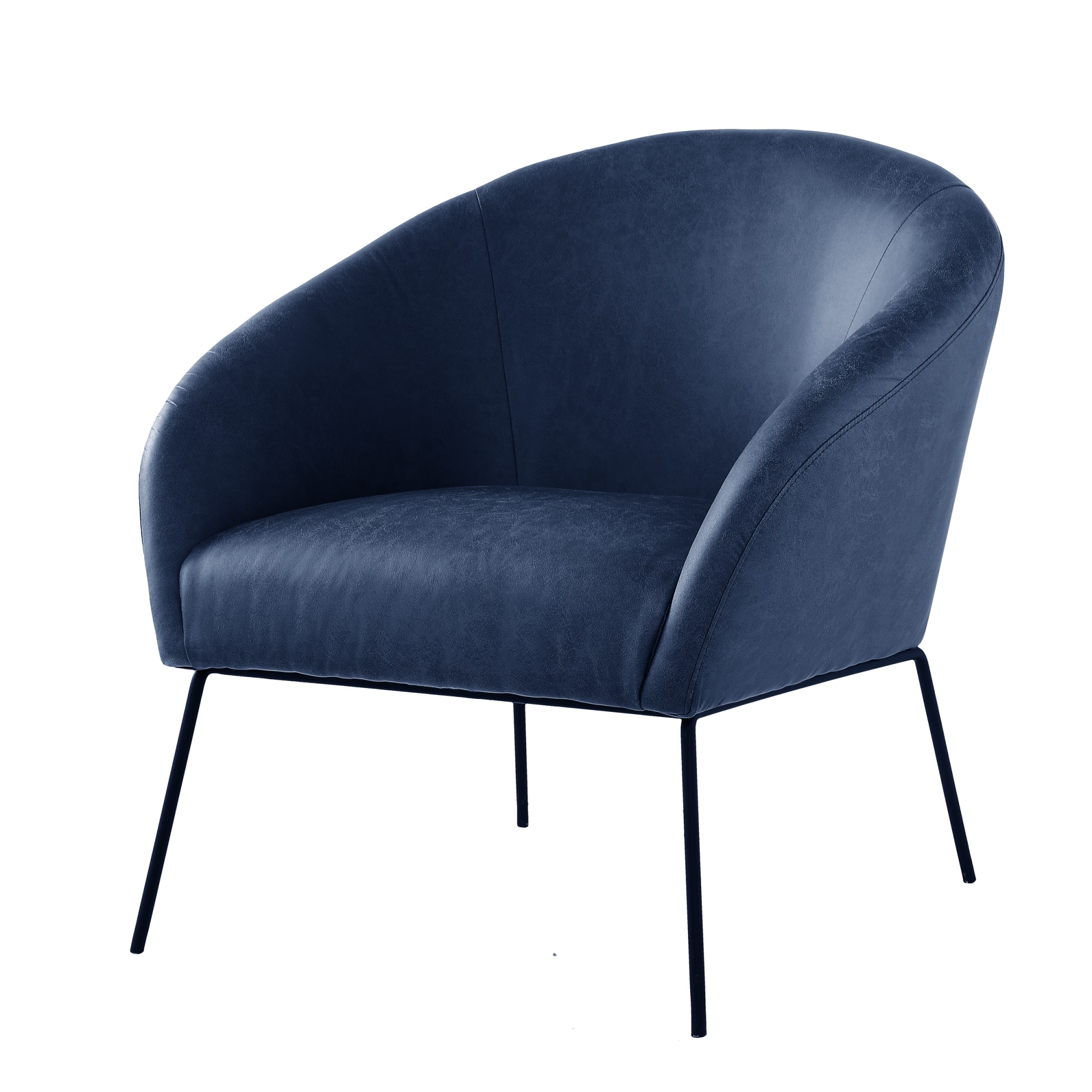 Nicole Miller NAC105-01NY-LS Darrell Modern Navy/Black Faux leather Barrel Chair